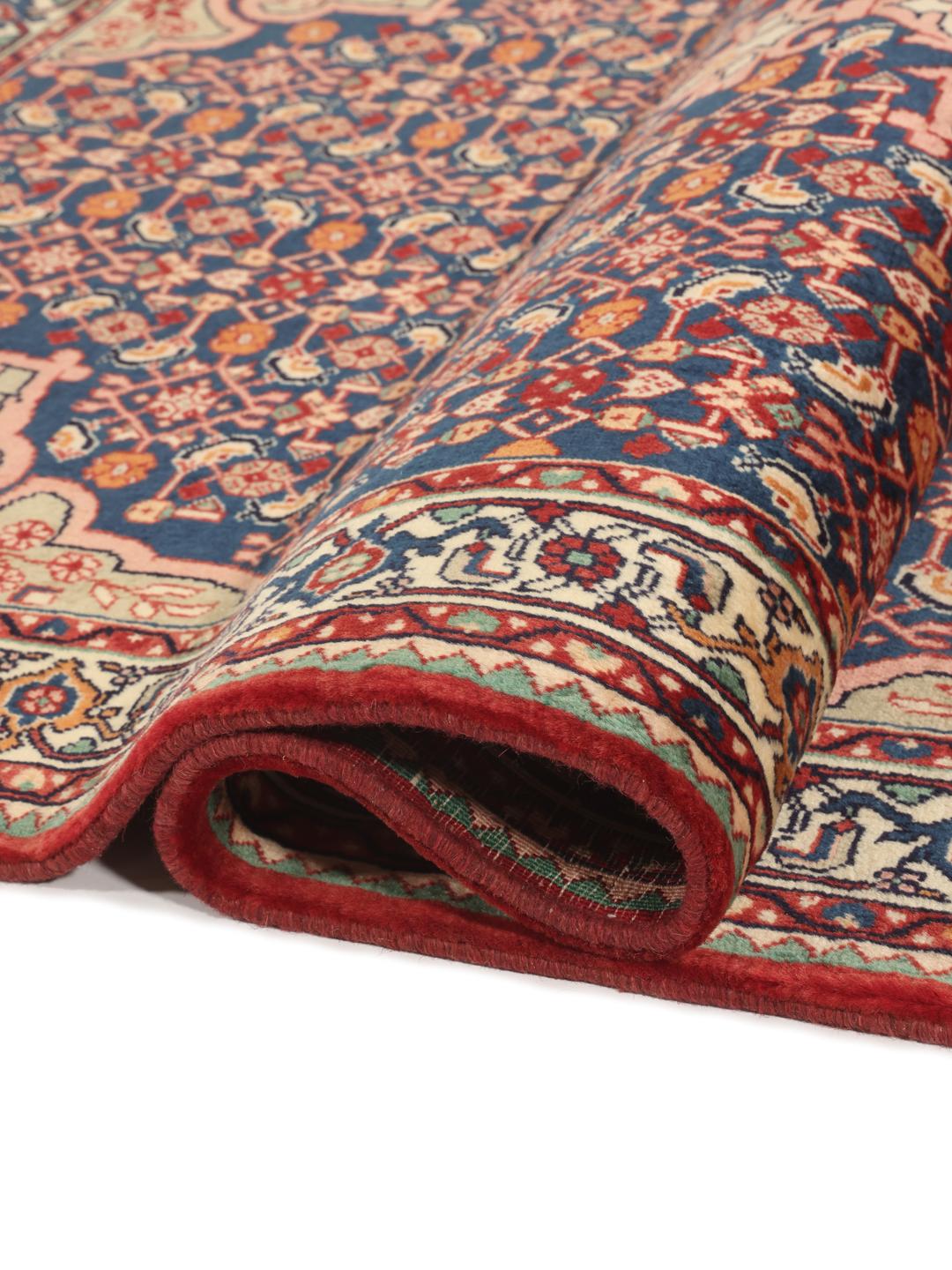 Hand-knotted Bidjar rug from the Middle East in blue and red tones