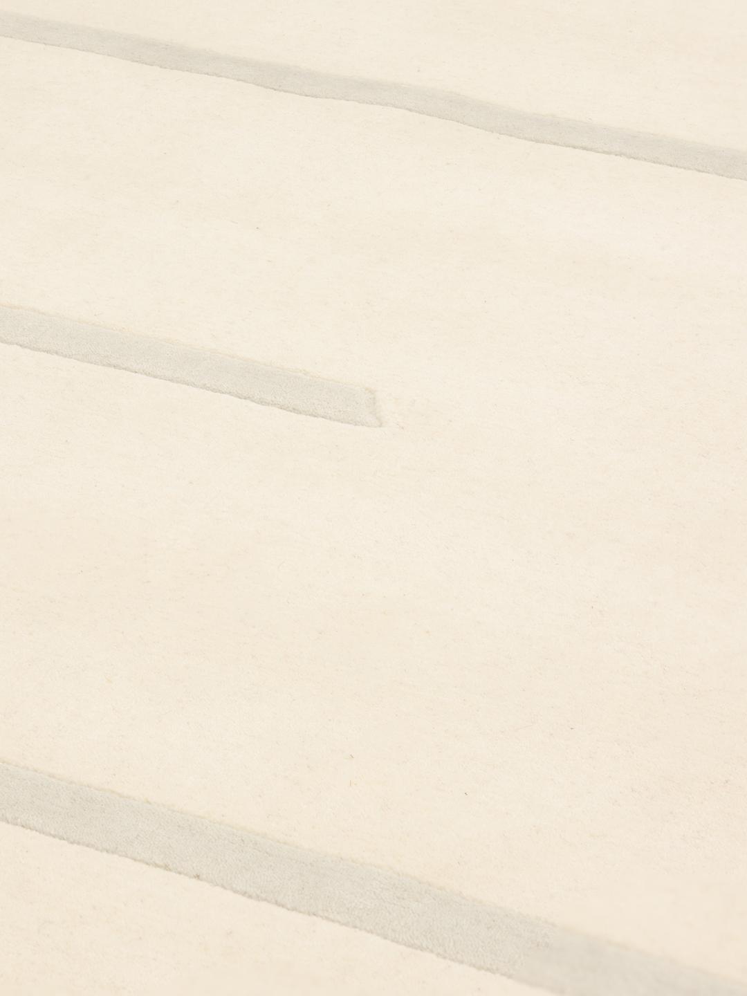 Moderne indisk håndvævet tæppe i beige med minimalistisk stribet mønster