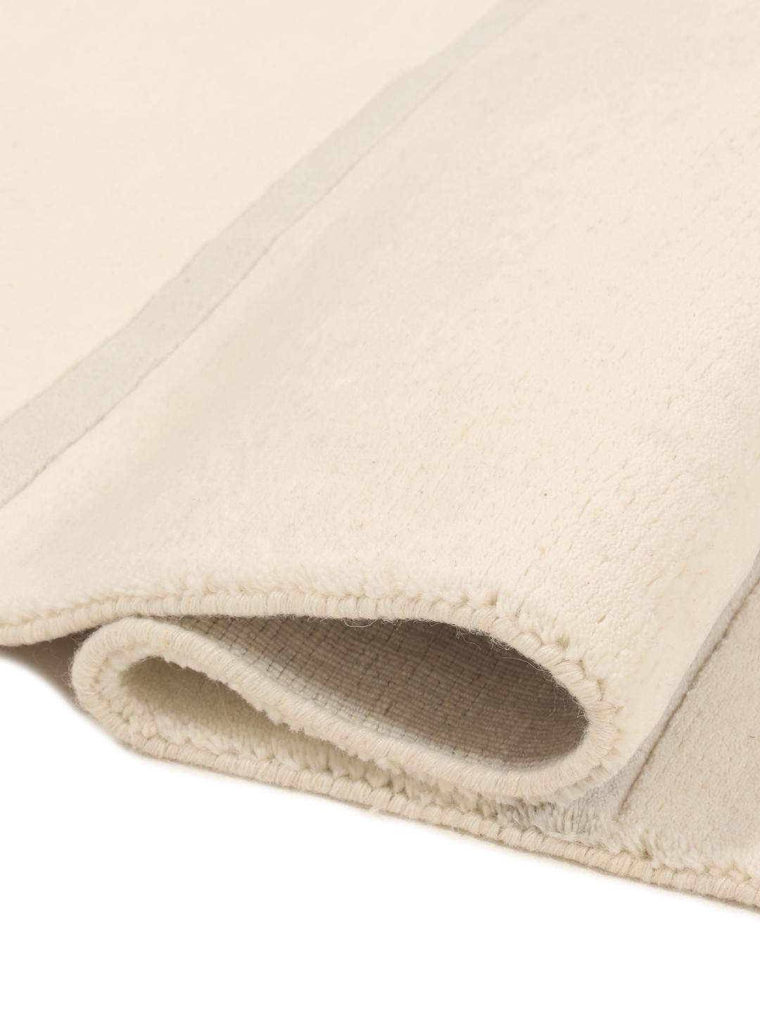 Moderne indisk håndvævet tæppe i beige med minimalistisk stribet mønster