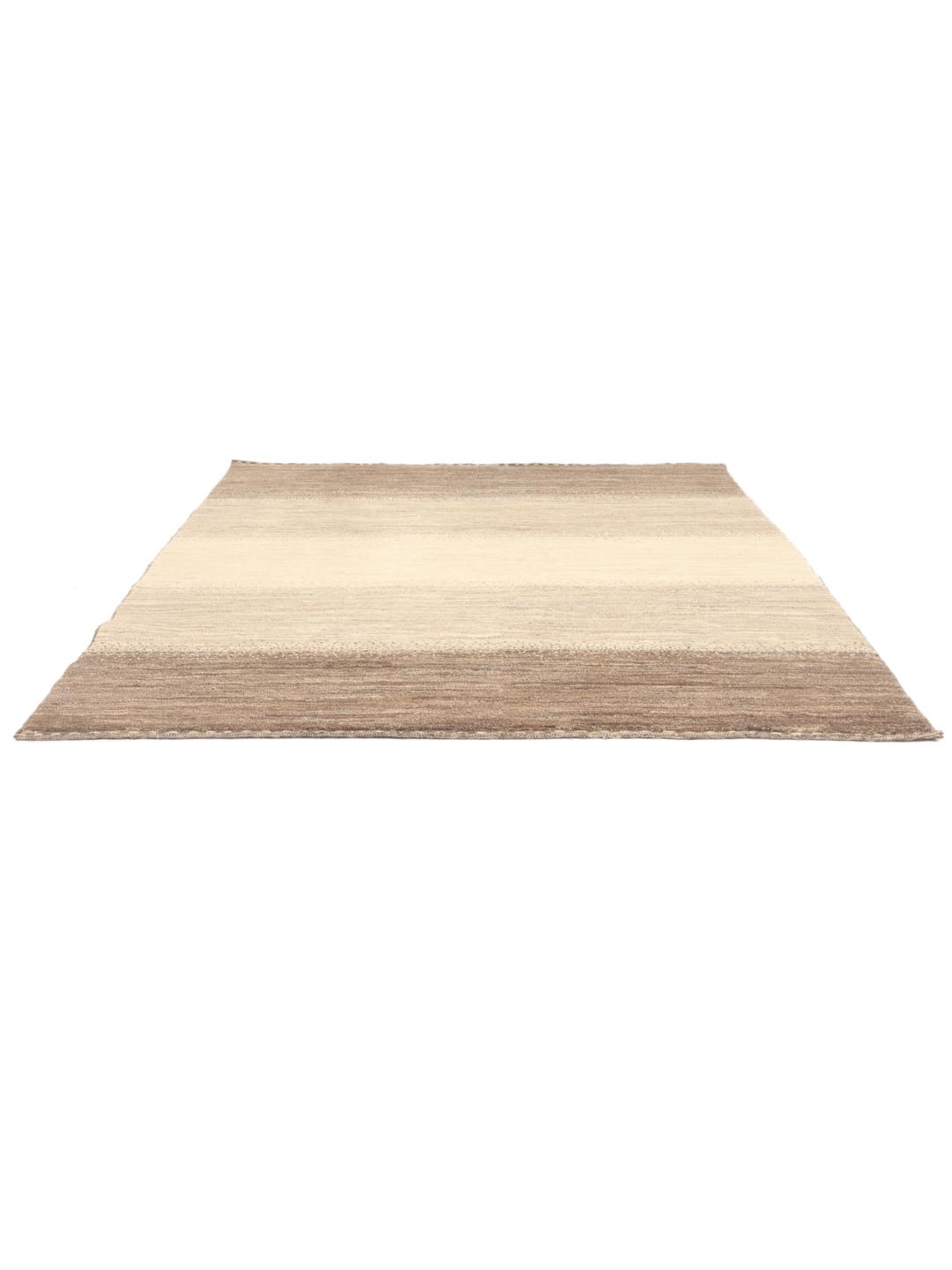 Handgeknoopt Gabbeh Fine-tapijt met horizontale kleurverlopen in bruin en beige