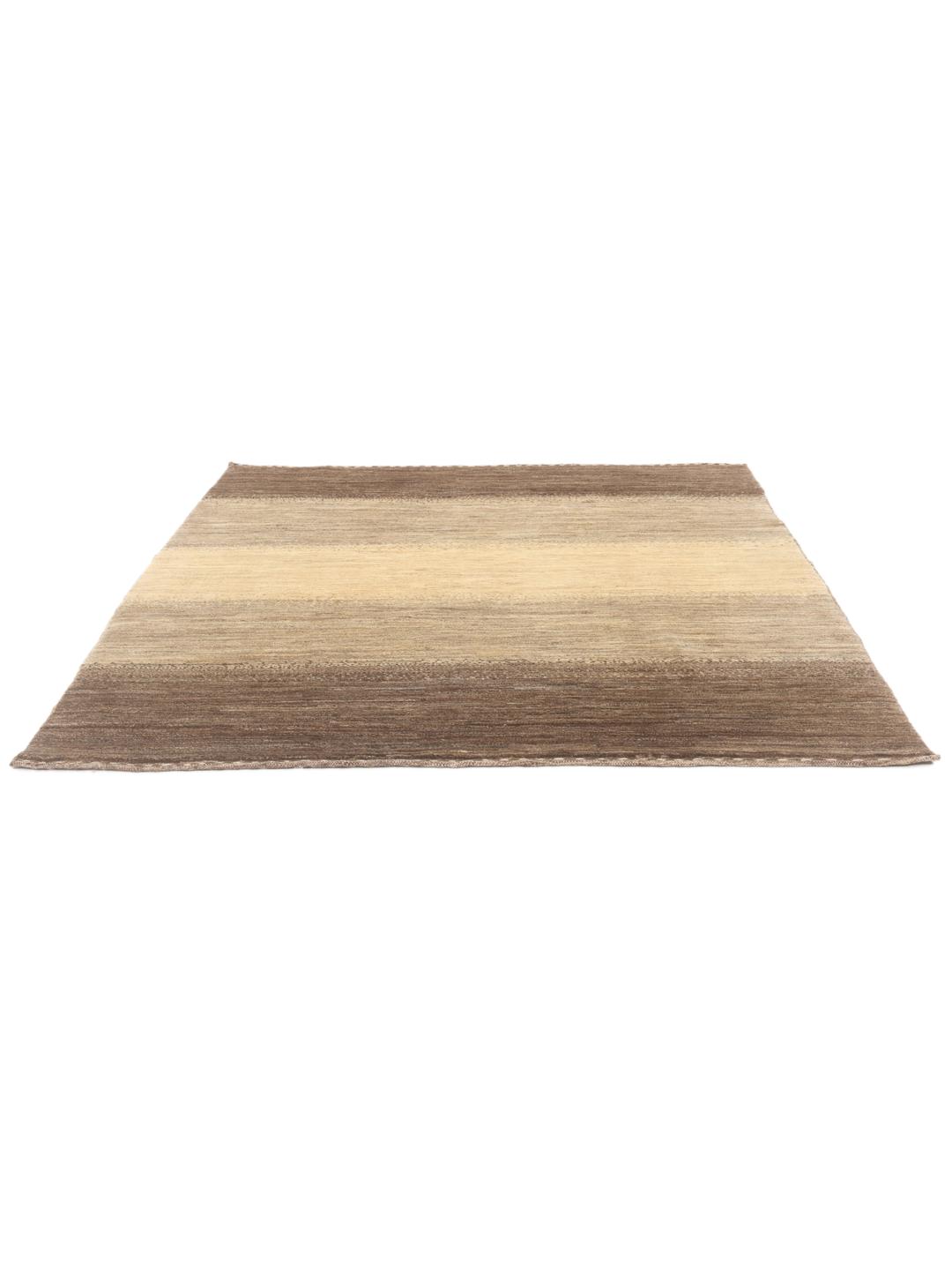 Handgeknoopt Gabbeh Fine-tapijt met horizontale kleurverlopen in bruin en beige