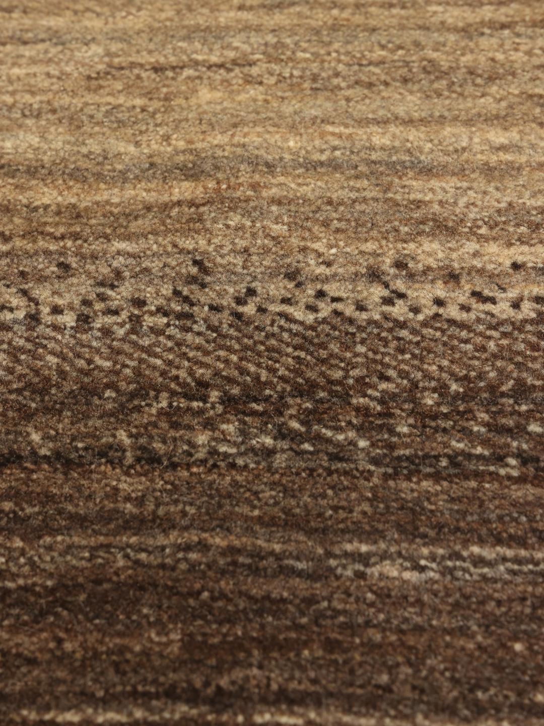Handgeknoopt Gabbeh Fine-tapijt met horizontale kleurverlopen in bruin en beige
