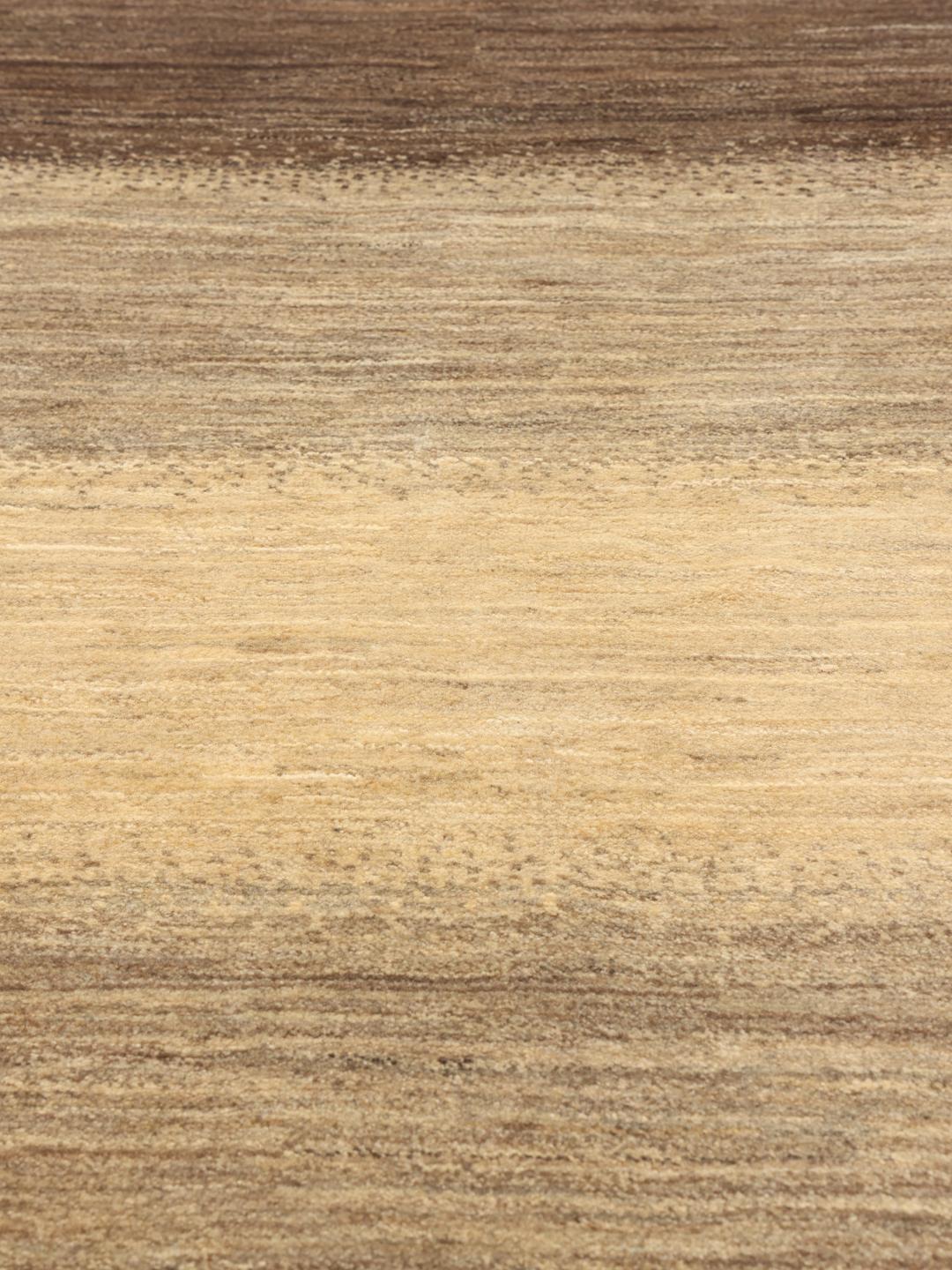 Handgeknoopt Gabbeh Fine-tapijt met horizontale kleurverlopen in bruin en beige
