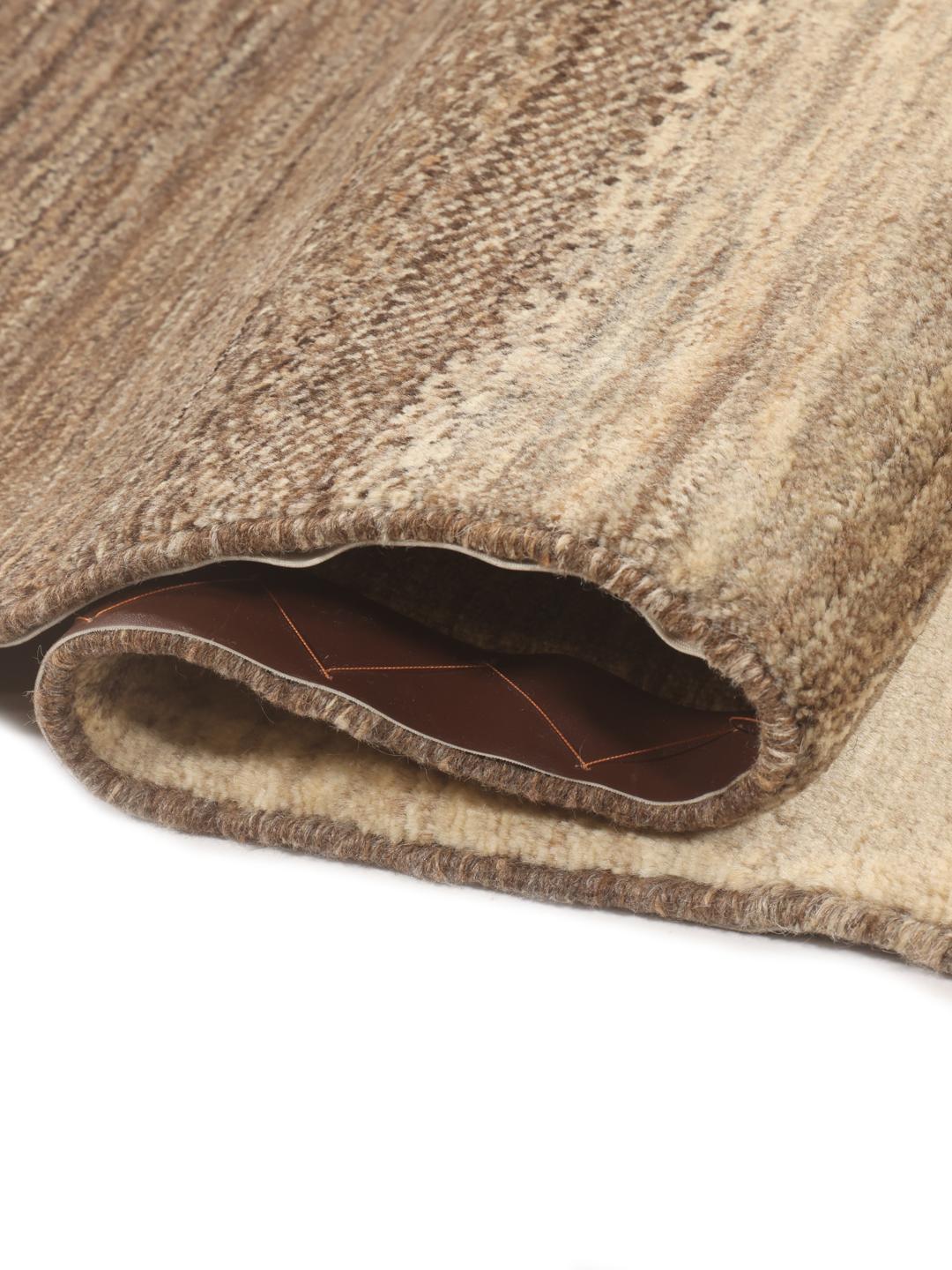Handgeknoopt Gabbeh Fine-tapijt met horizontale kleurverlopen in bruin en beige