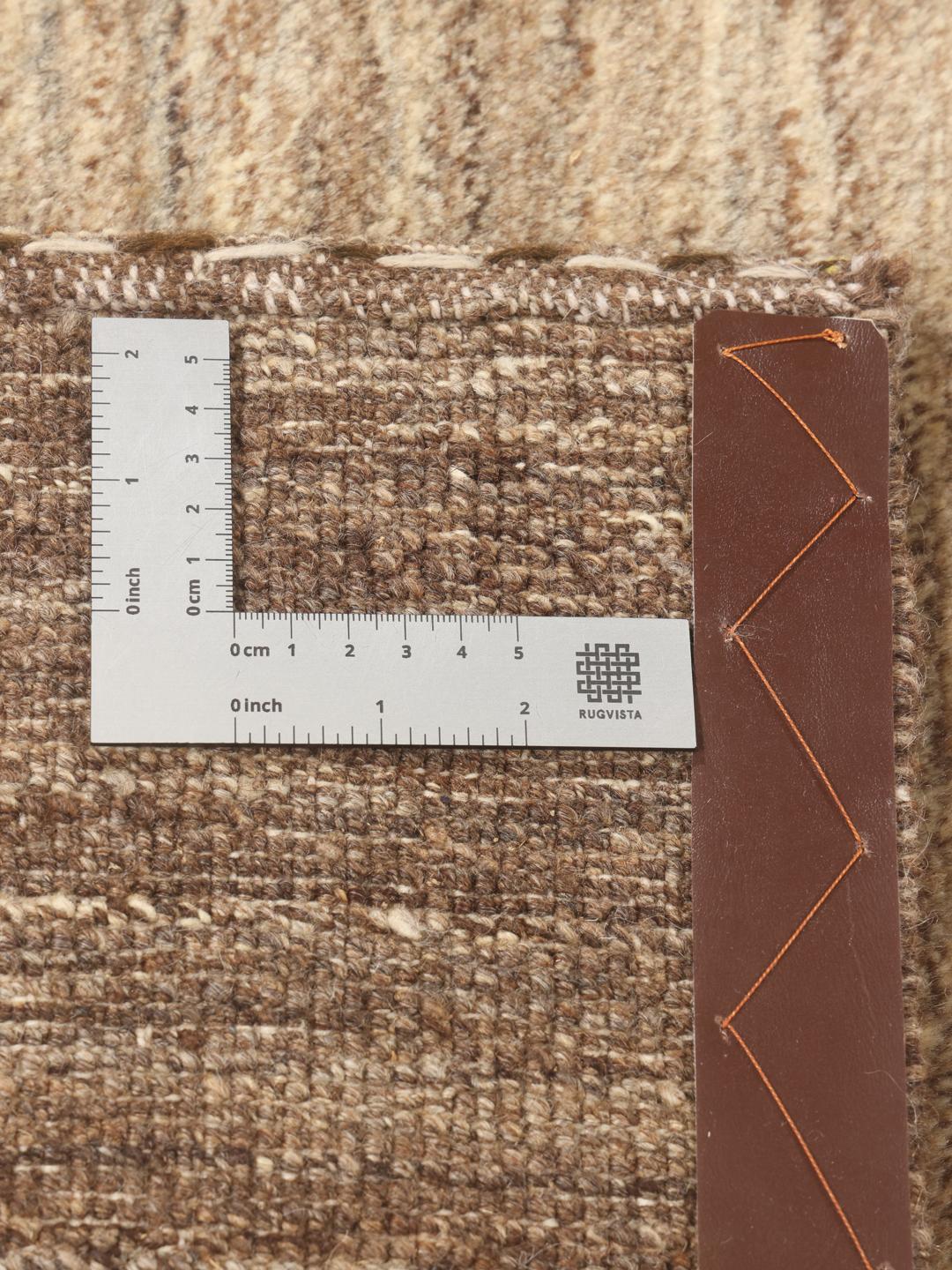 Handgeknoopt Gabbeh Fine-tapijt met horizontale kleurverlopen in bruin en beige