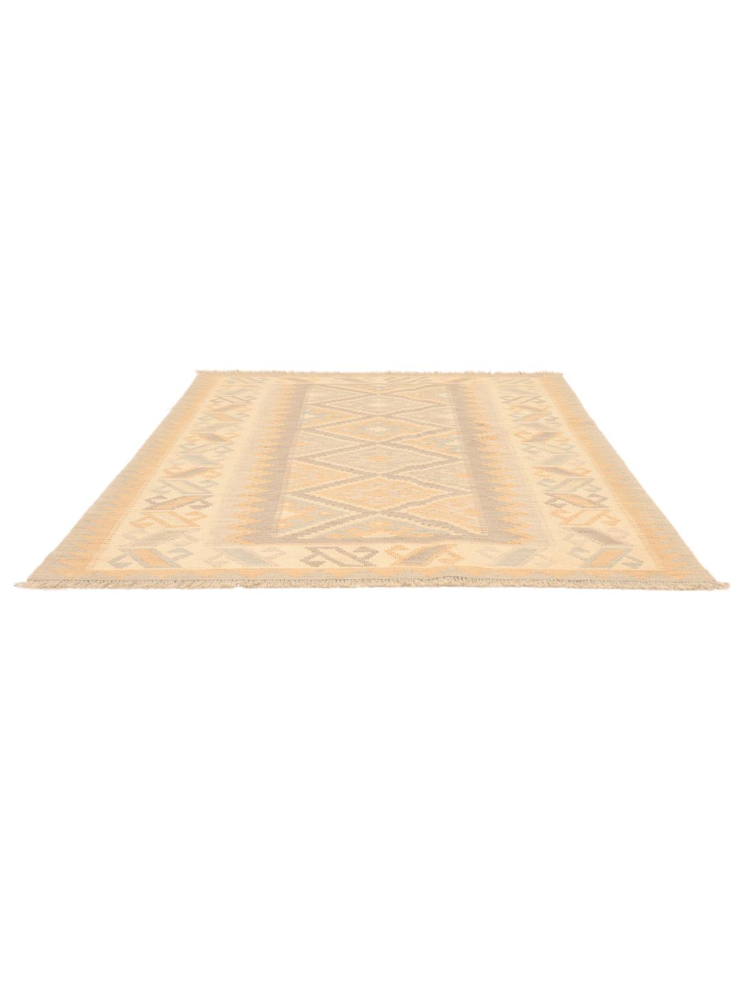 Tappeto Kilim tessuto a mano dal Medio Oriente in beige e toni naturali
