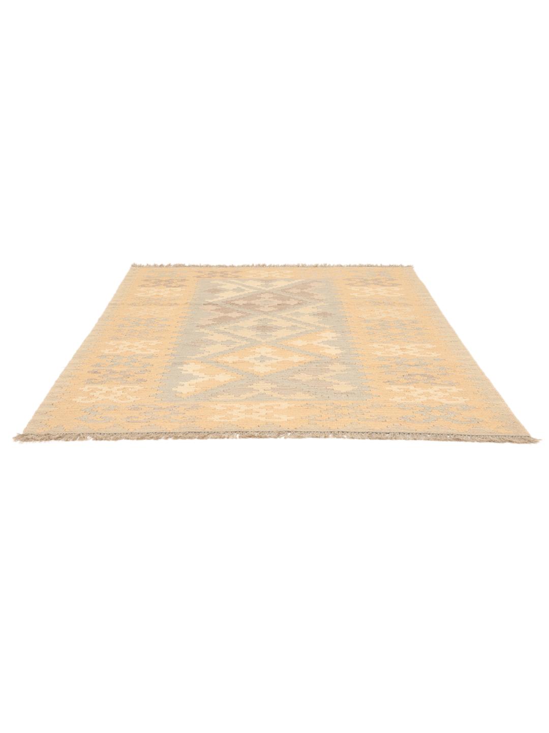 Hand-woven Ghashghai Kelim rug in beige and brown tones from the Middle East