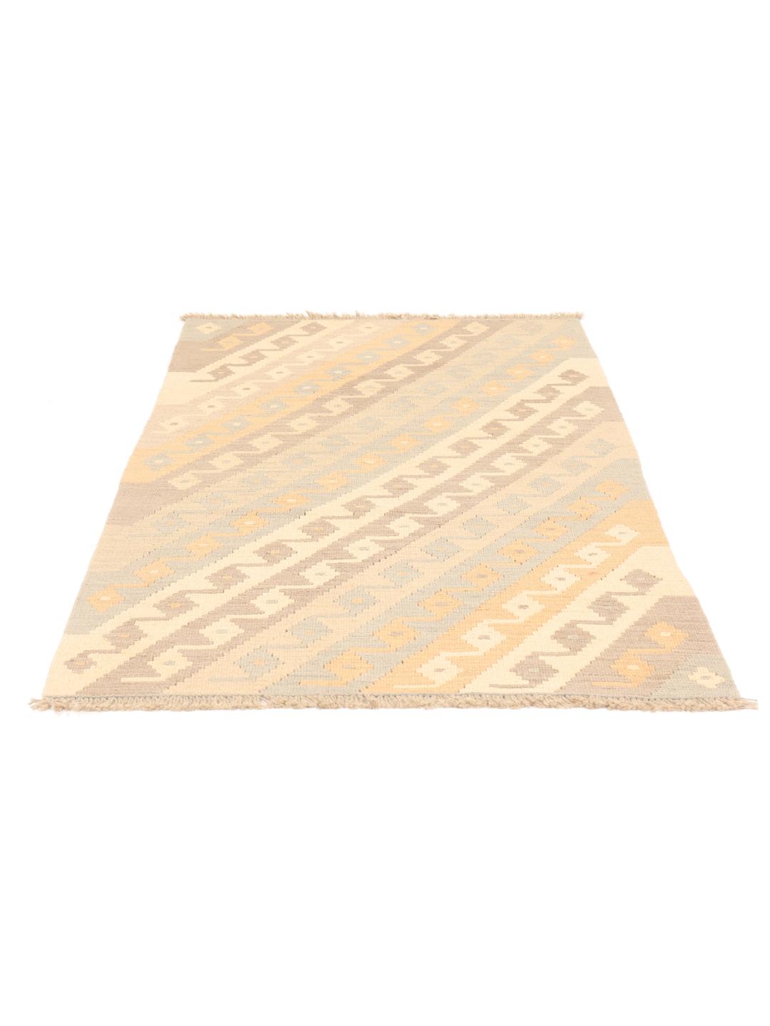 Runner Kilim tessuto a mano con motivi geometrici in tonalità terrose dal Medio Oriente