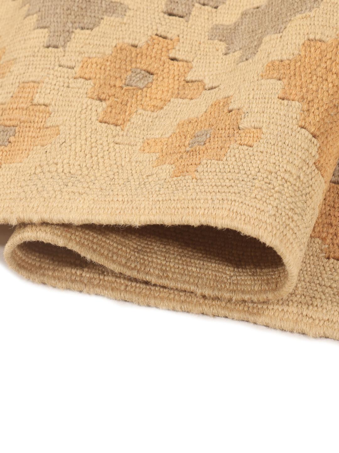 Håndvævet Kilim Ghashghai fra Mellemøsten med geometrisk mønster i beige og grå