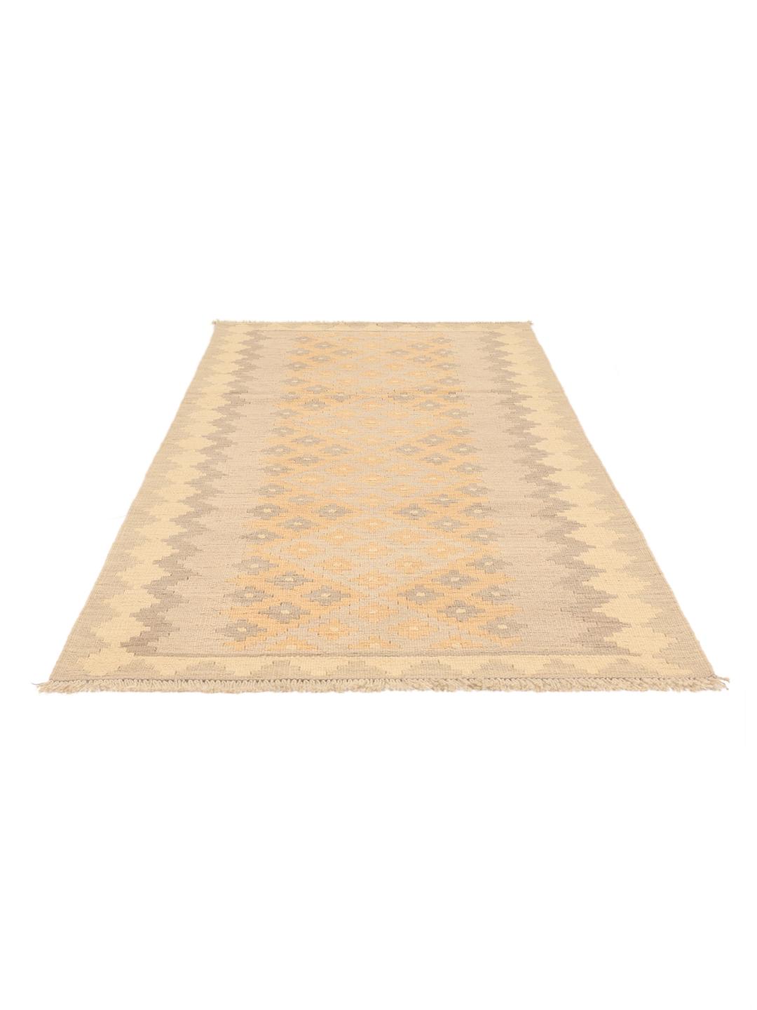 Runner in Lana beige tessuto a mano con motivi geometrici dal Medio Oriente