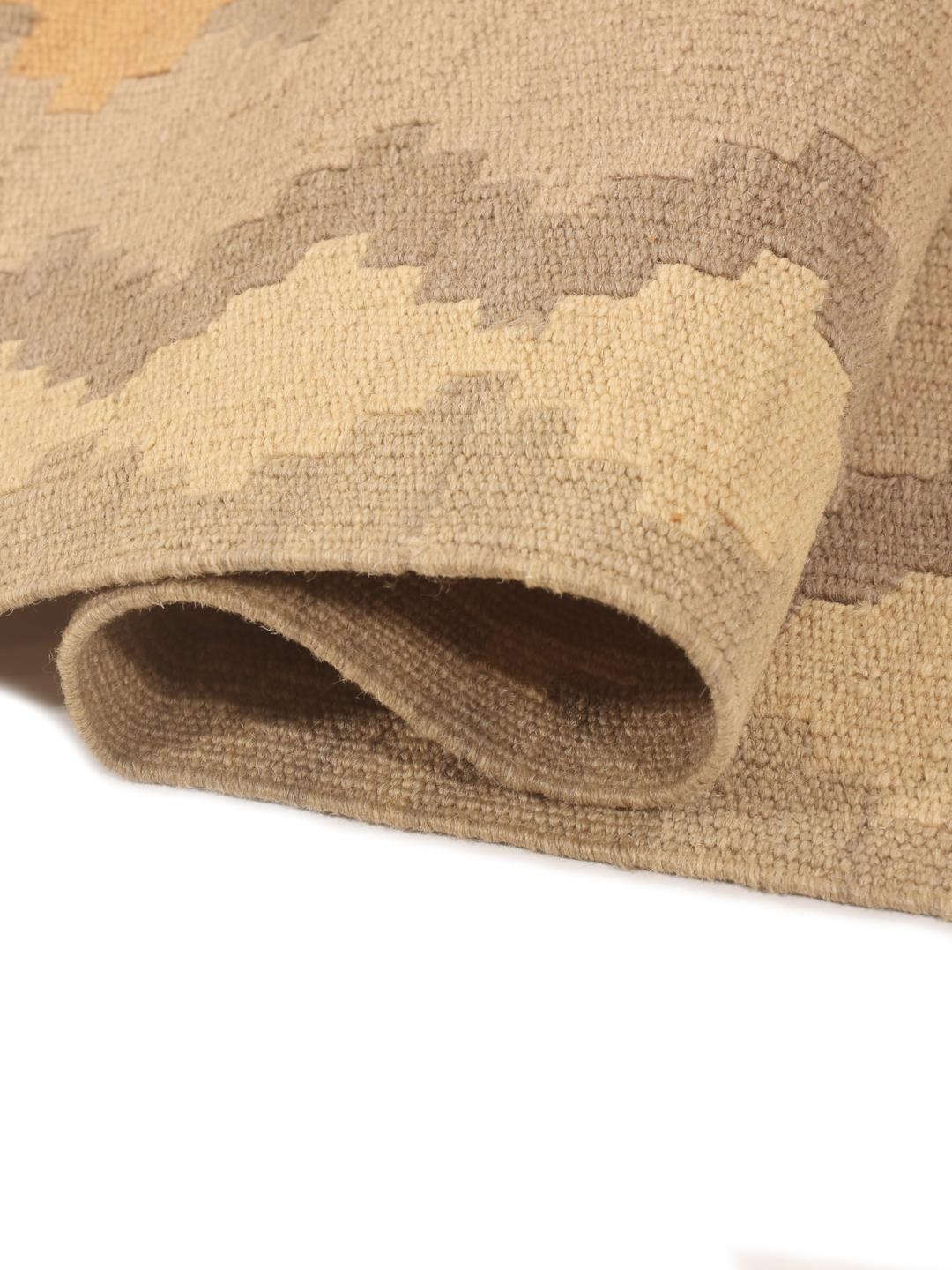 Runner in Lana beige tessuto a mano con motivi geometrici dal Medio Oriente
