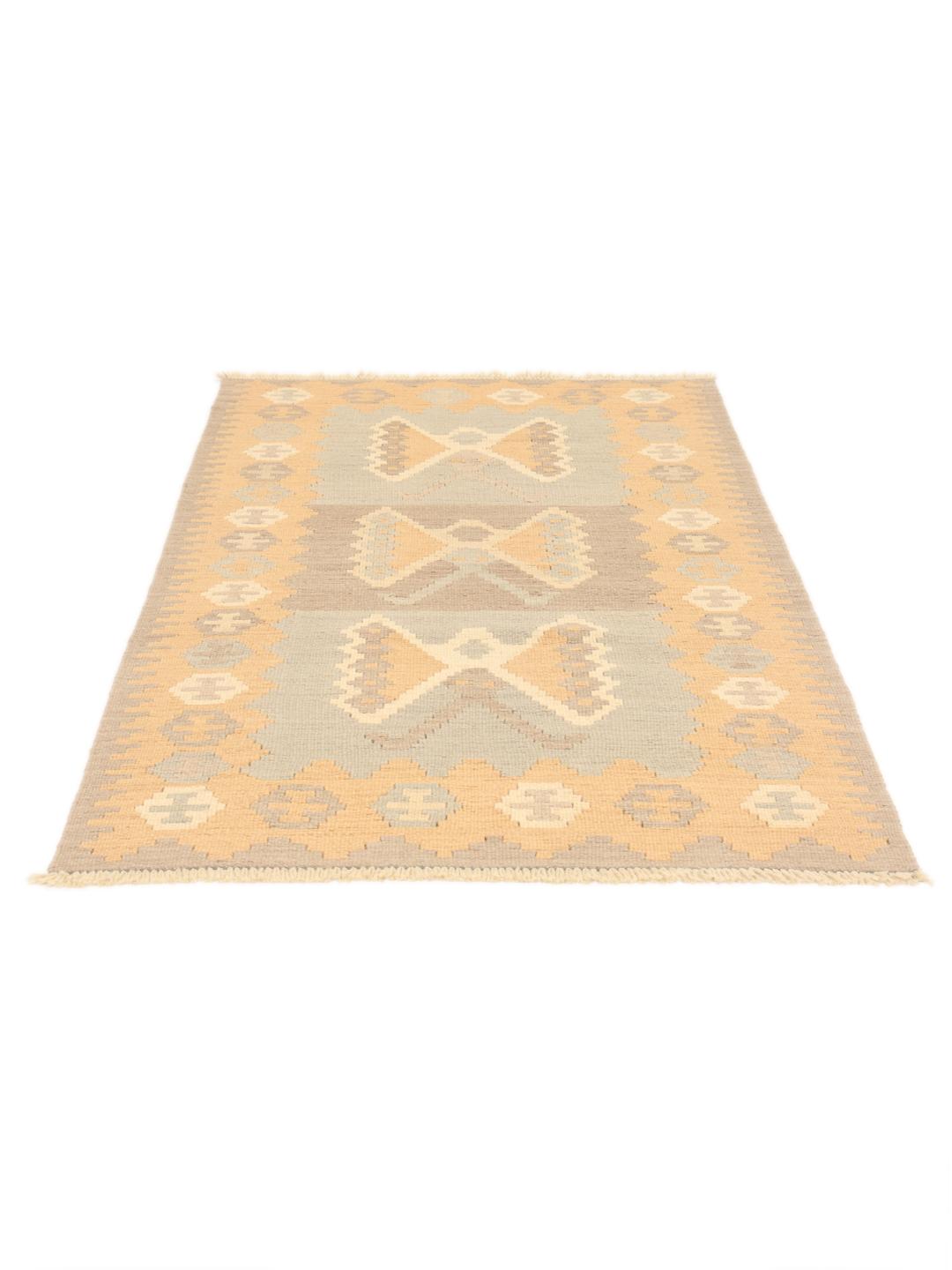 Runner Ghashghai tessuto a mano con motivi geometrici tribali in toni beige e marroni