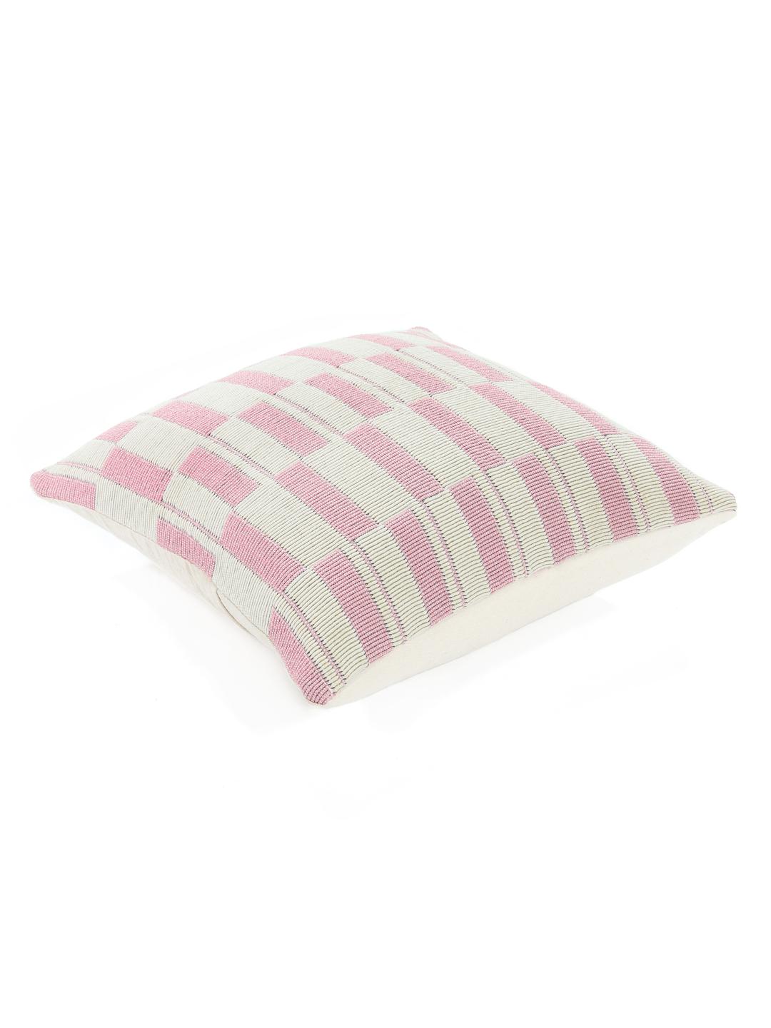 Pino kussenhoes in roze en wit