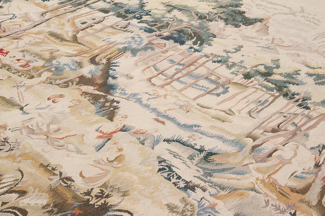 Handgeweven tapijt in Aubusson-stijl uit China in multicolor met een pastoraal tafereel