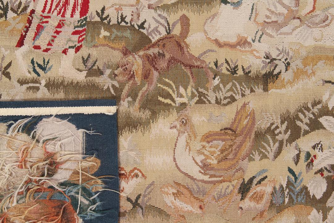 Handgeweven tapijt in Aubusson-stijl uit China in multicolor met een pastoraal tafereel