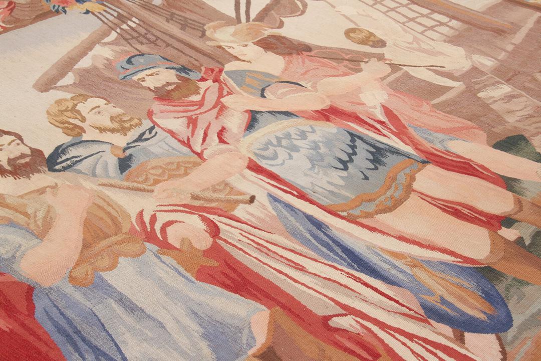 Håndvævet Aubusson-stil tapettæppe fra Kina i flerfarvet med en klassisk scene