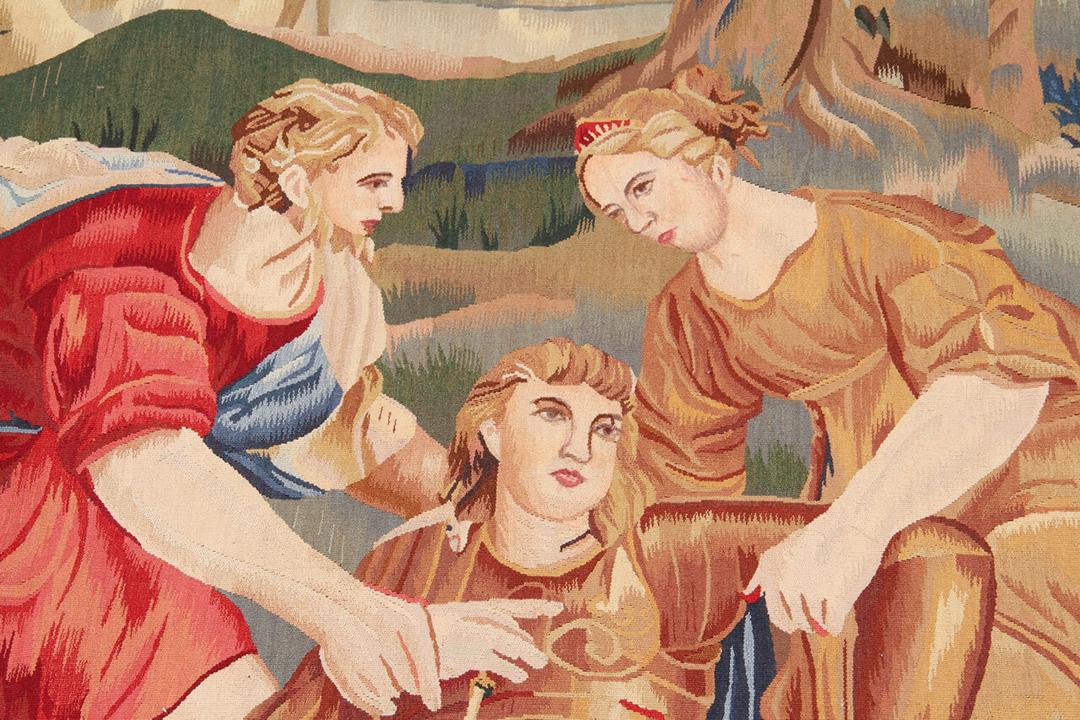 Tapis tissé à la main de style Aubusson provenant de Chine avec une scène historique multicolore