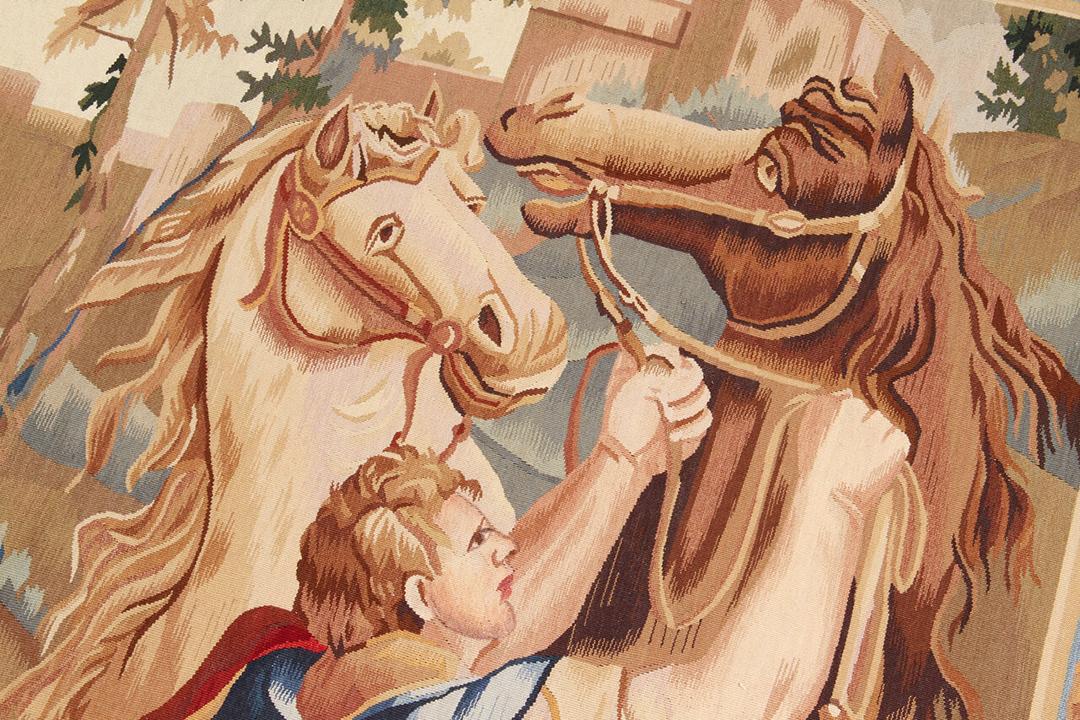 Tapis tissé à la main de style Aubusson provenant de Chine avec une scène historique multicolore