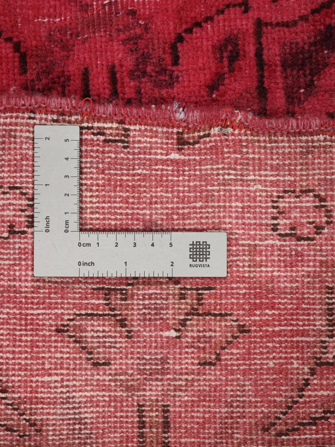 Okrugli crveni ručno čvorani vintage tepih sa zamršenim cvjetnim motivima s Bliskog istoka.