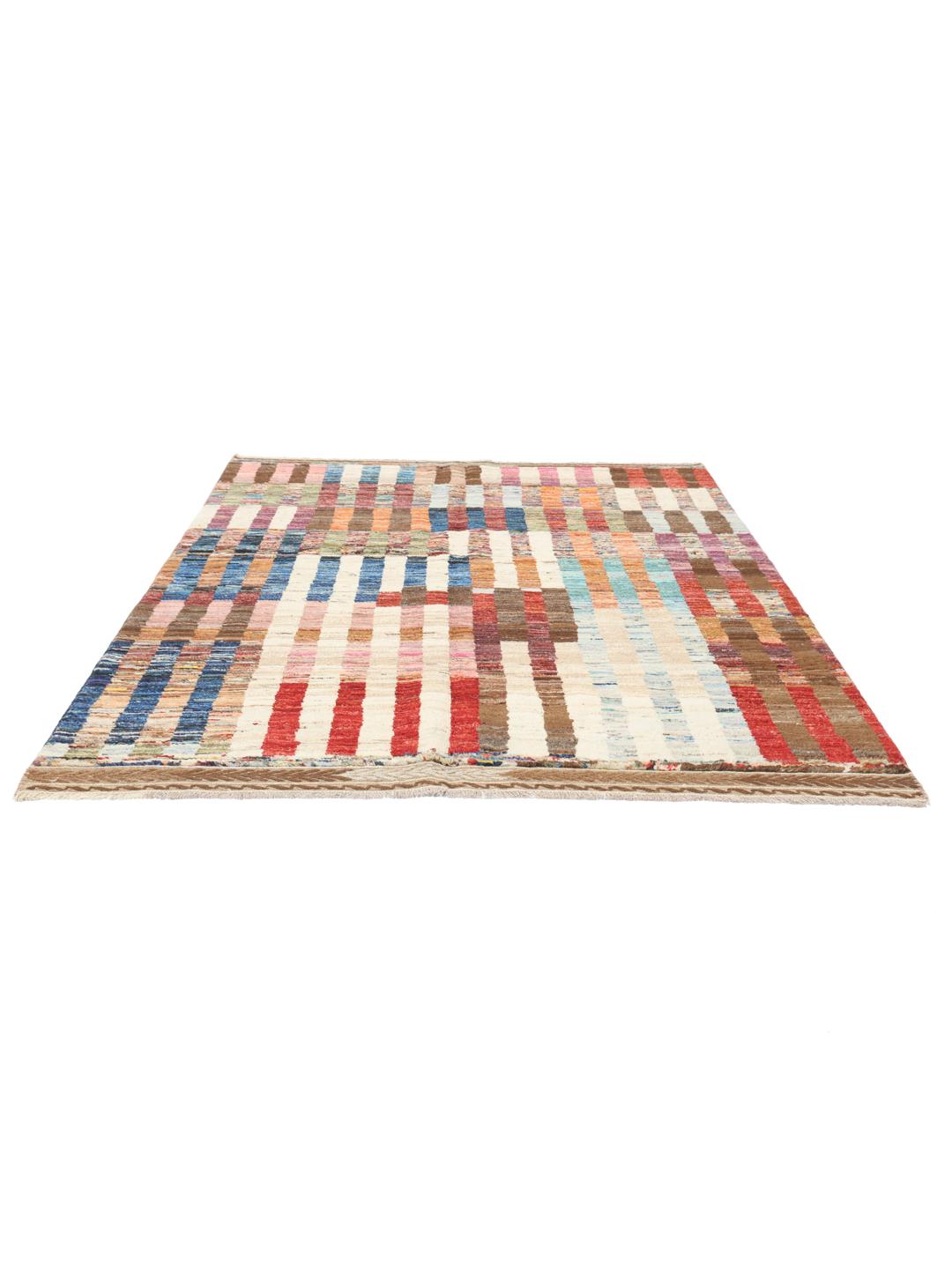Hand-knotted multicoloured Berber rug from Afghanistan