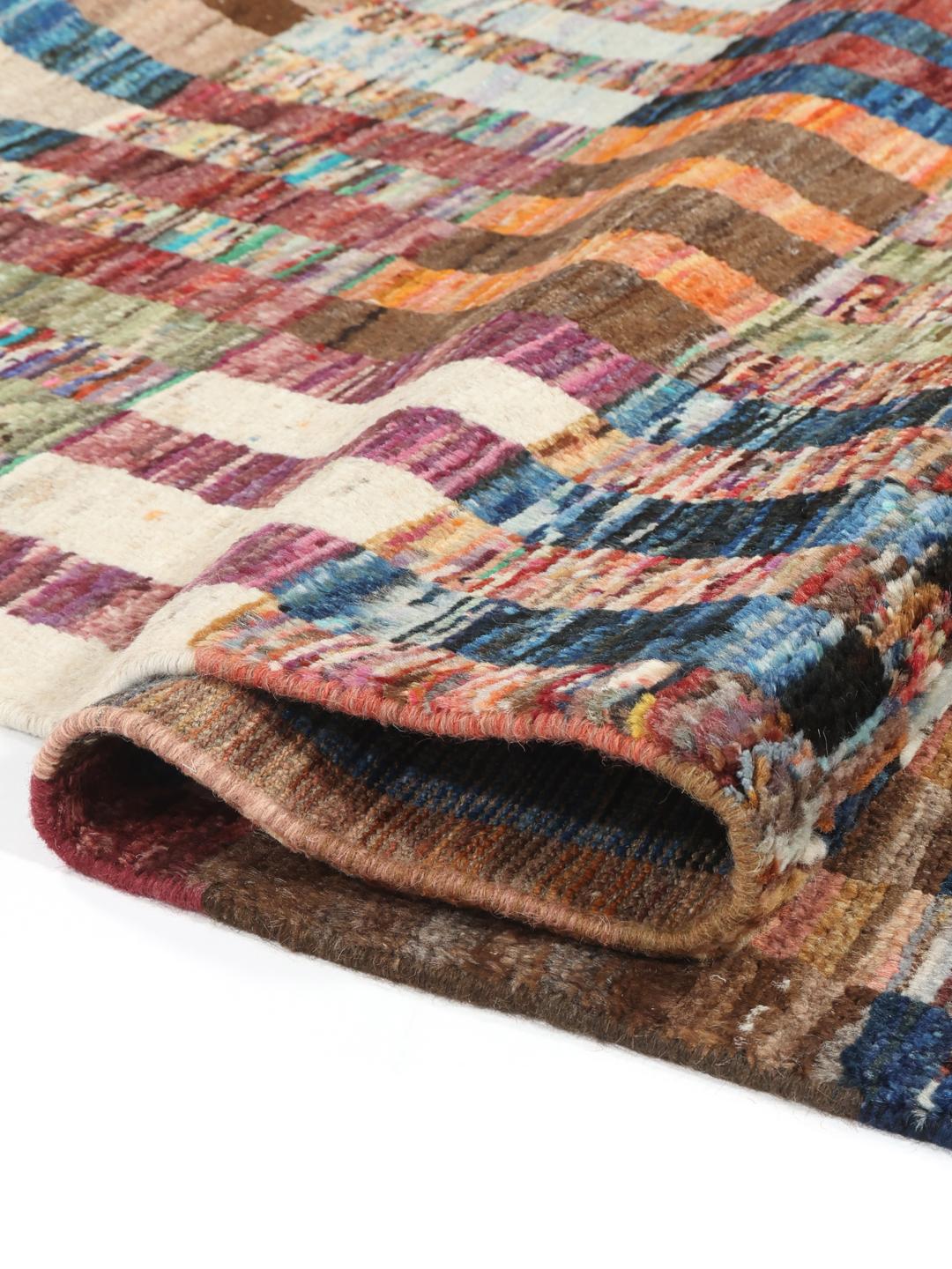 Hand-knotted multicoloured Berber rug from Afghanistan