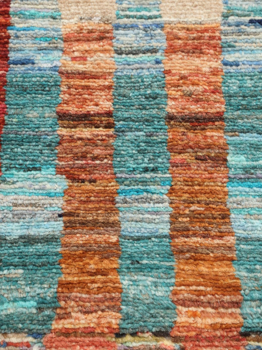 Hand-knotted multicoloured Berber rug from Afghanistan