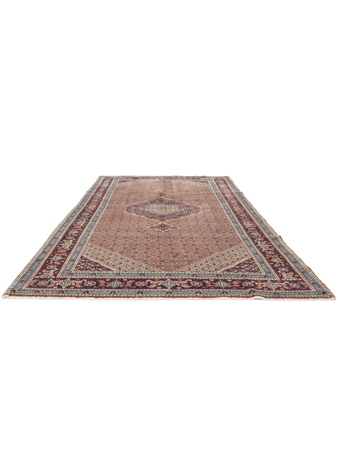 Tapis Ardebil noué à la main originaire du Moyen-Orient dans des tons rouge foncé et bleu