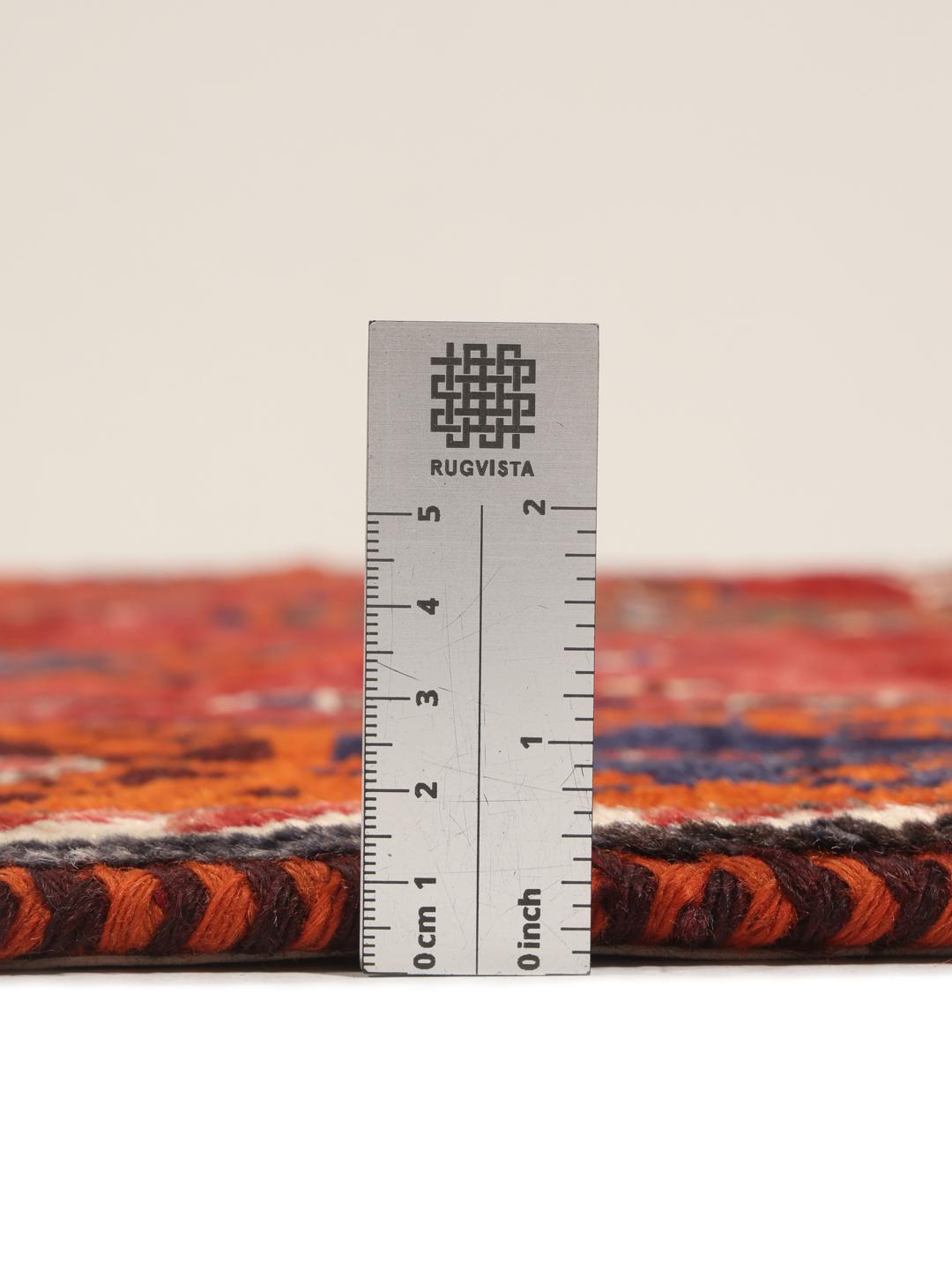 Handgemaakt Shiraz-tapijt uit het Midden-Oosten in donkerrood met tribale geometrische patronen