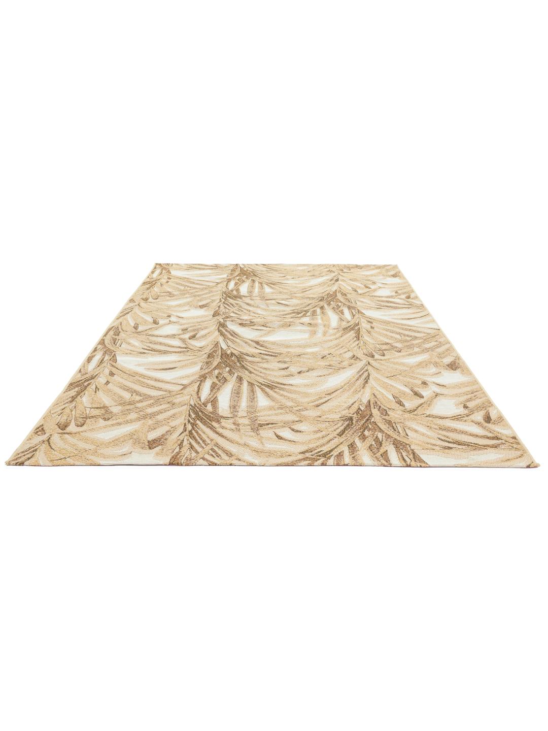 Tapis jaune et blanc avec motif de feuilles
