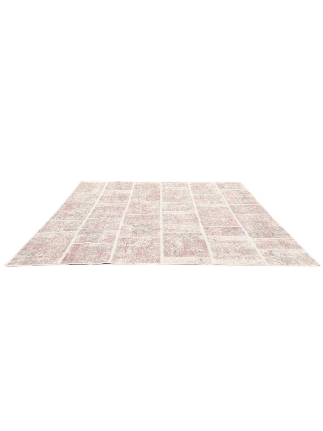 Handgeknoopt patchwork tapijt uit het Midden-Oosten in multicolor wol