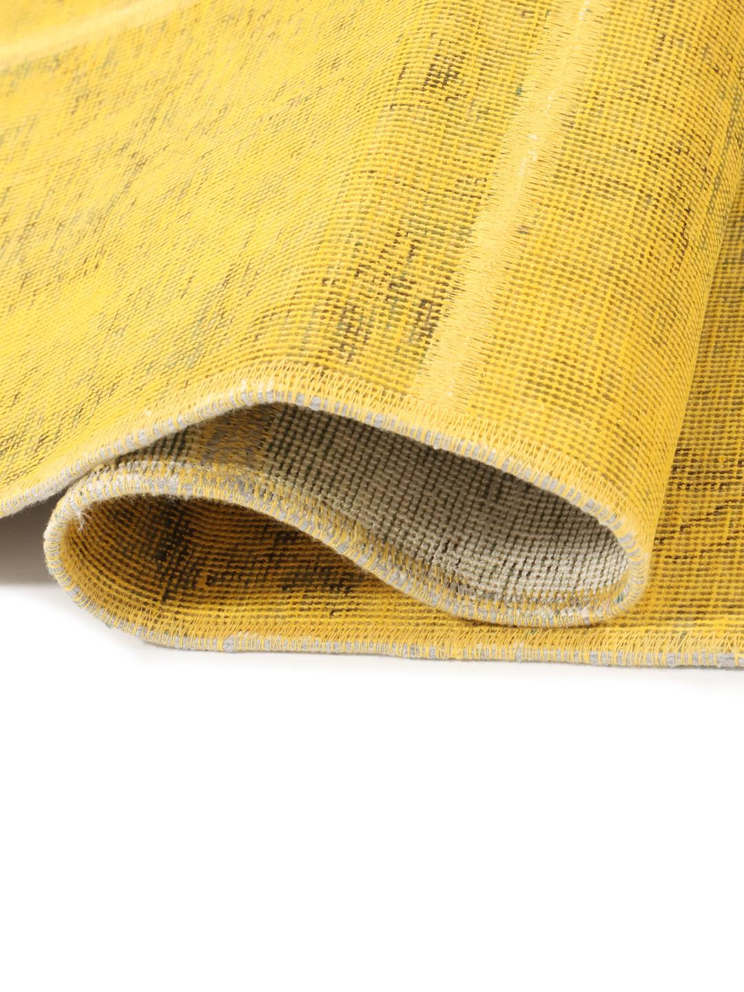 Hand-knotted patchwork rug from the Middle East in vibrant yellow