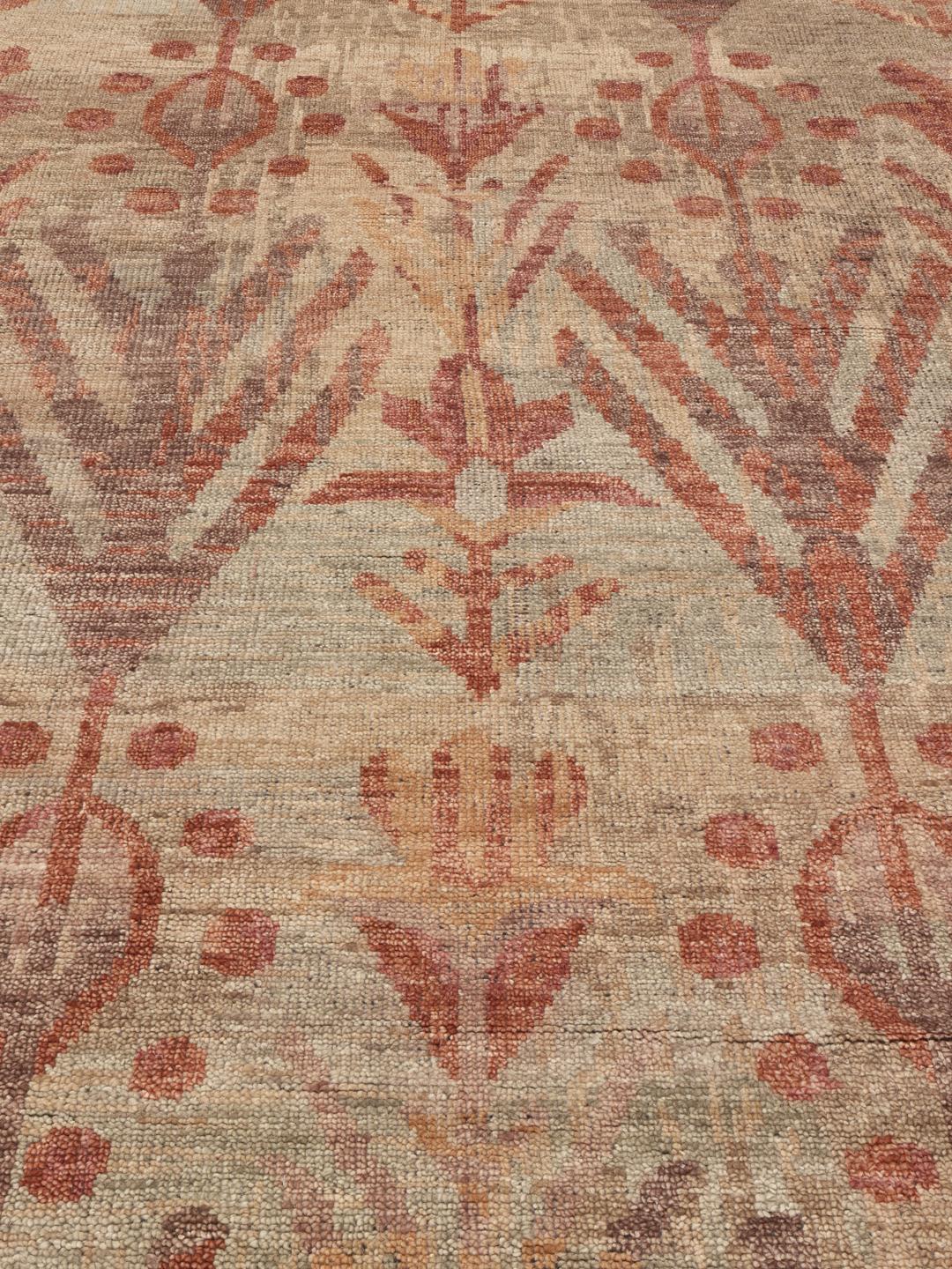 Alfombra Usak india anudada a mano en tonos multicolor
