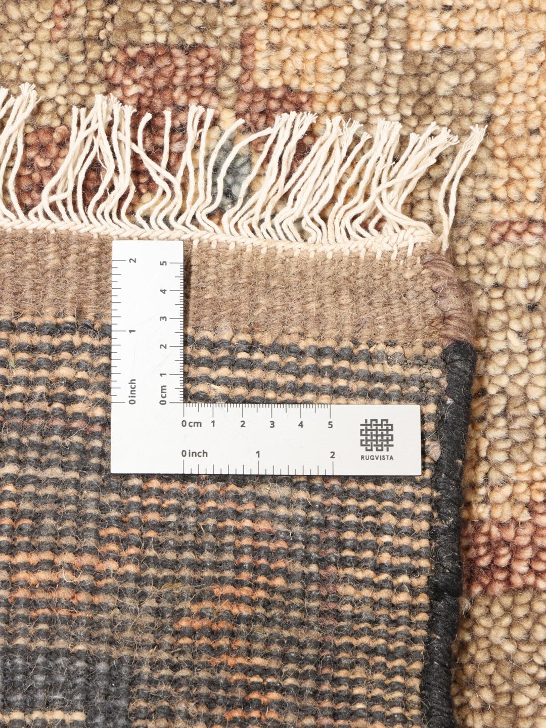 Handgeknoopt Usak Indo tapijt uit India in aardse bruintinten