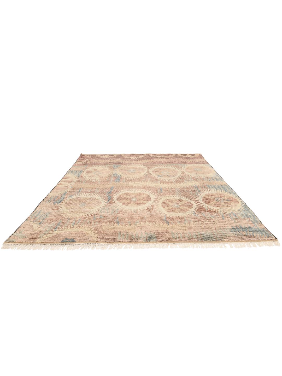 Alfombra Usak Indo anudada a mano con un diseño multicolor inspirado en medallones