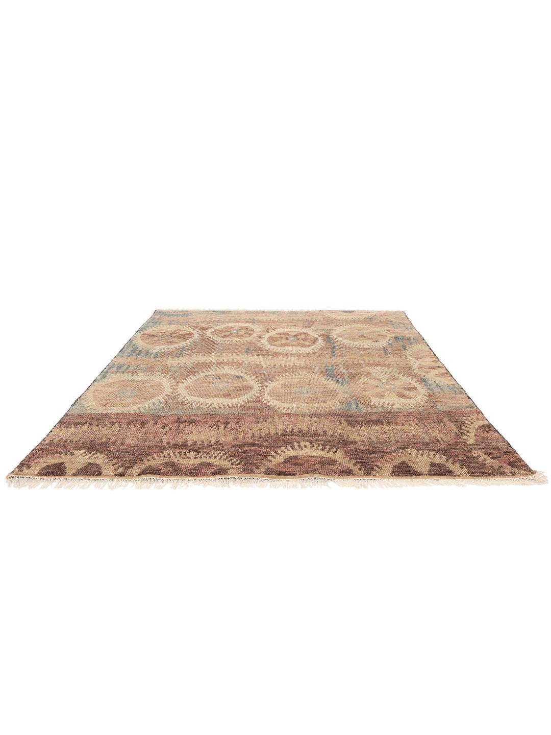 Alfombra Usak Indo anudada a mano con un diseño multicolor inspirado en medallones