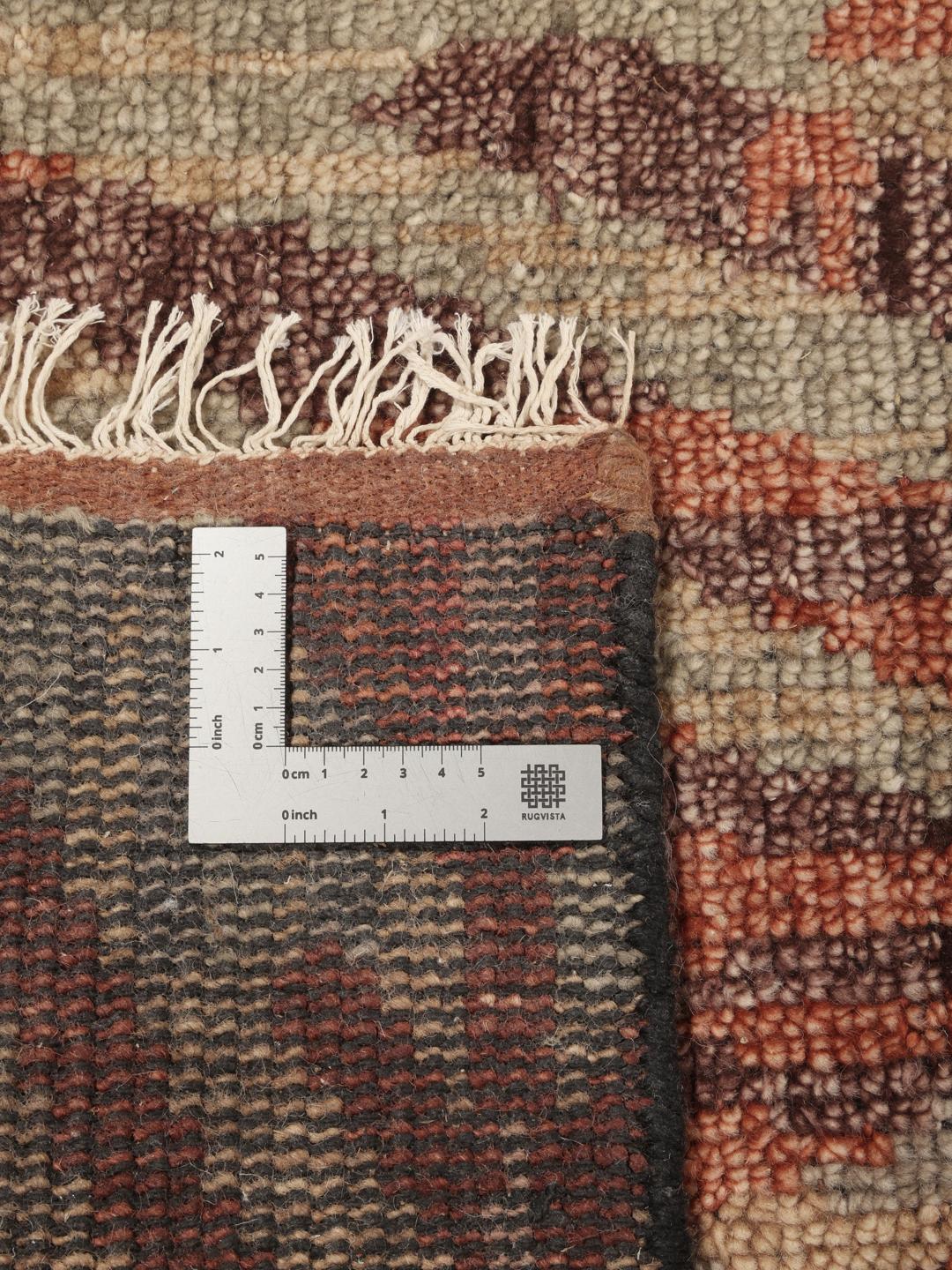 Tapis de couloir en laine Usak Indo fait main, multicolore avec un motif artistique.