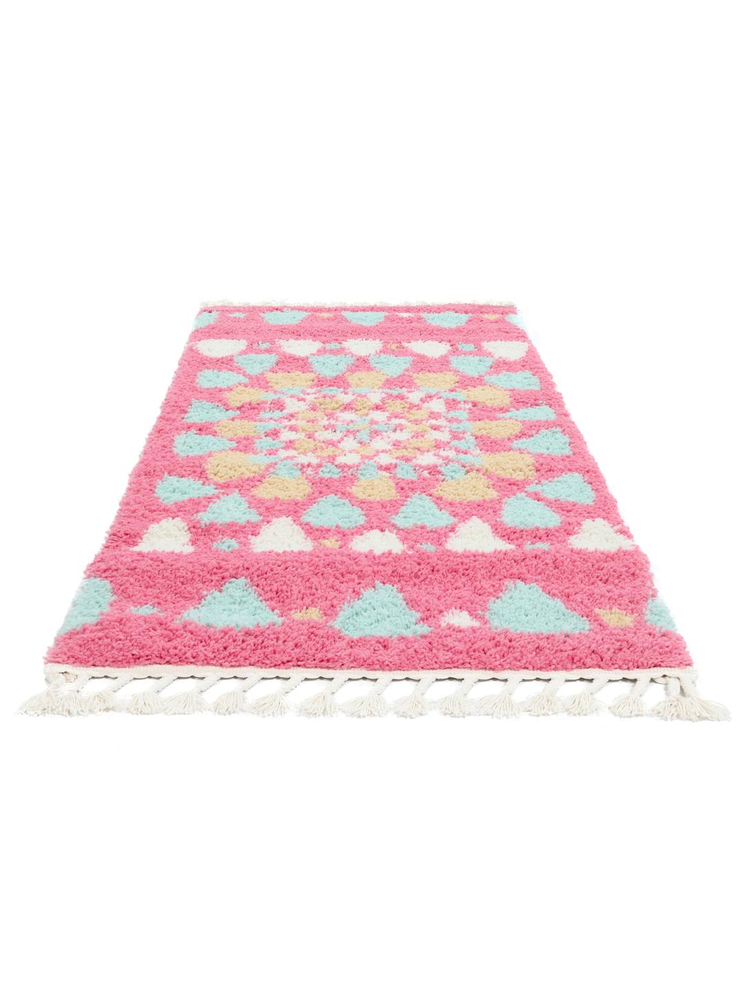 Tapis de couloir en rose foncé avec des bords frangés