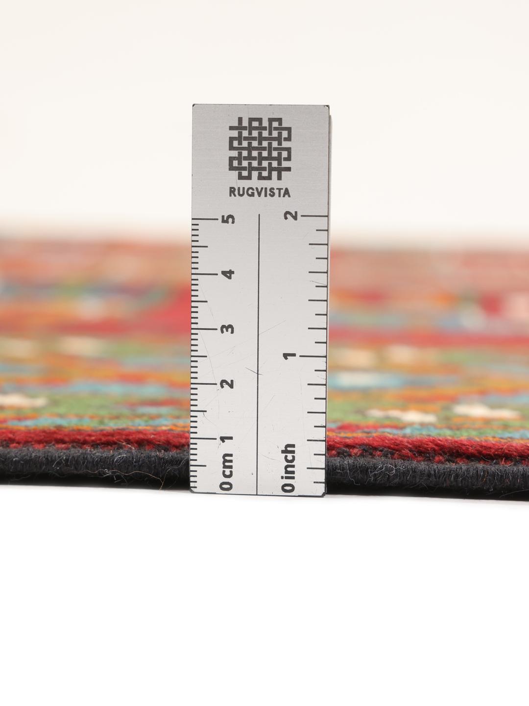 Tapis Afghan Akhche noué à la main avec un champ rouge et des motifs géométriques