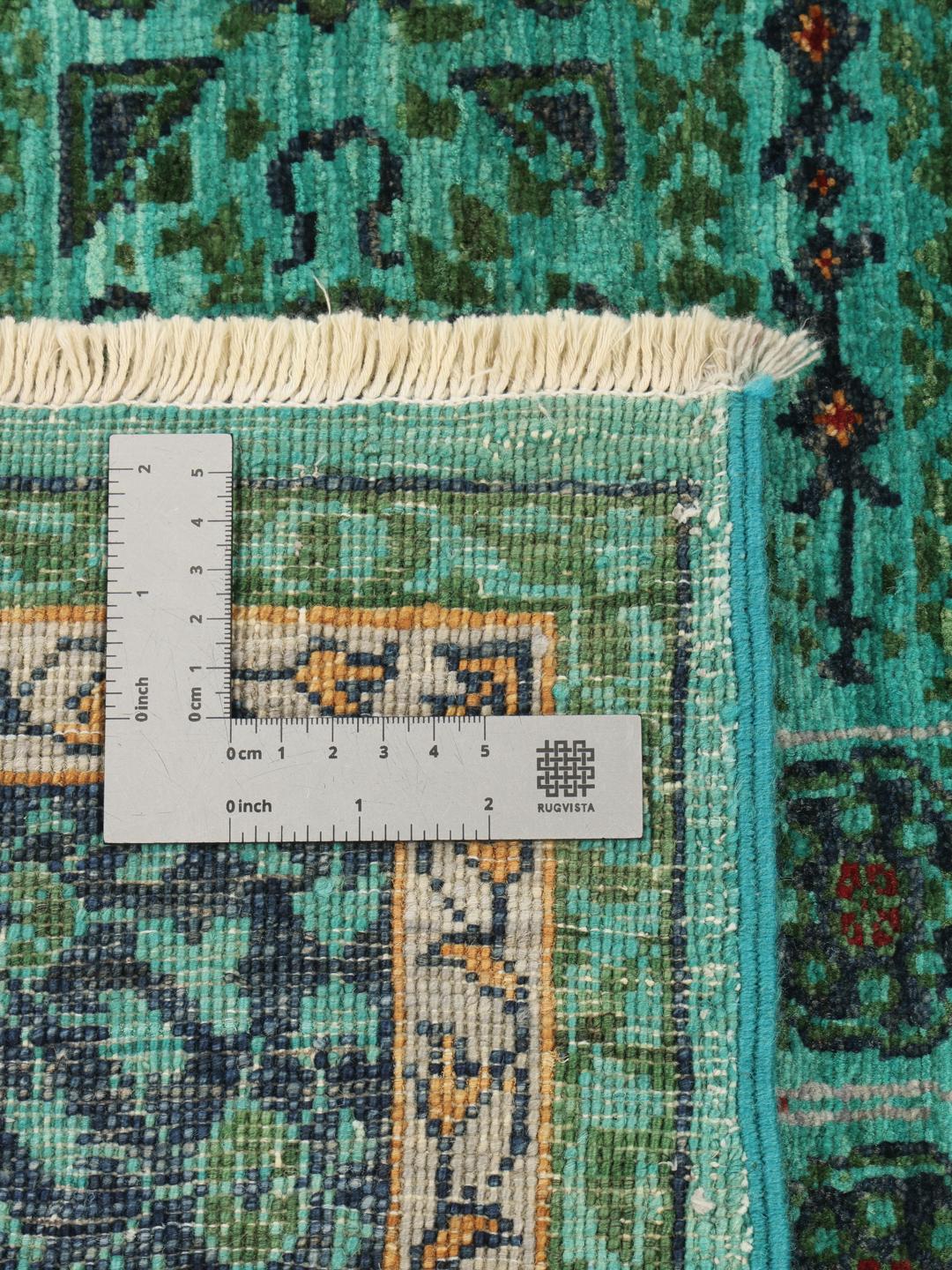 Alfombra Mamluk anudada a mano de Afganistán en tonos vibrantes cerceta y rojo oscuro