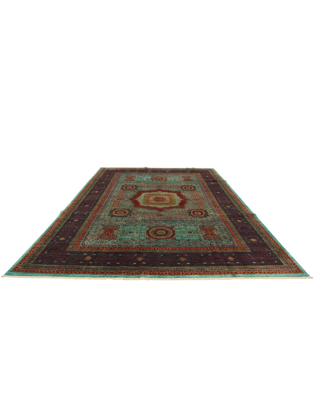 Mamluk-tæppe fra Afghanistan i multifarvet geometrisk design