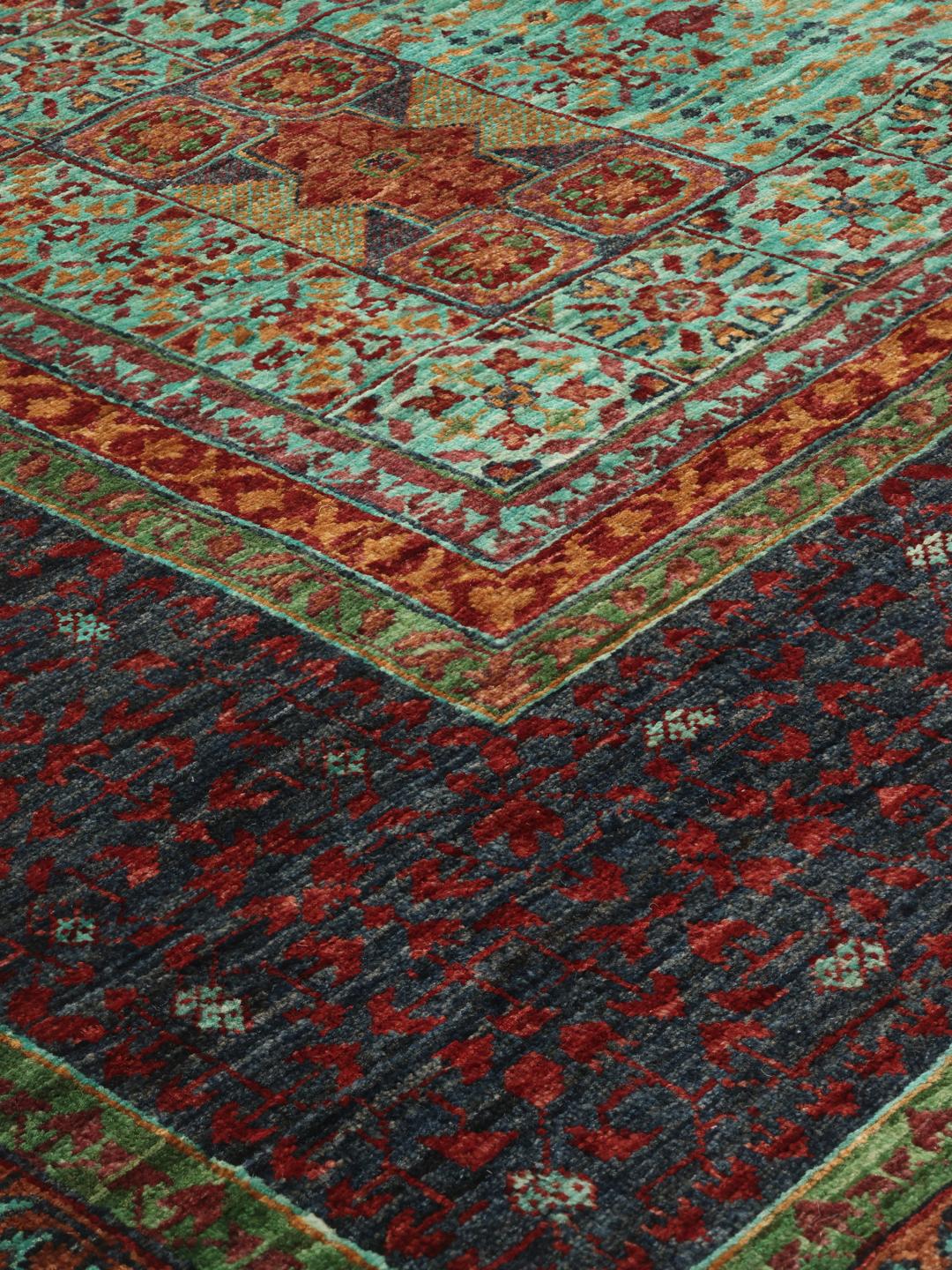 Mamluk-tæppe fra Afghanistan i multifarvet geometrisk design