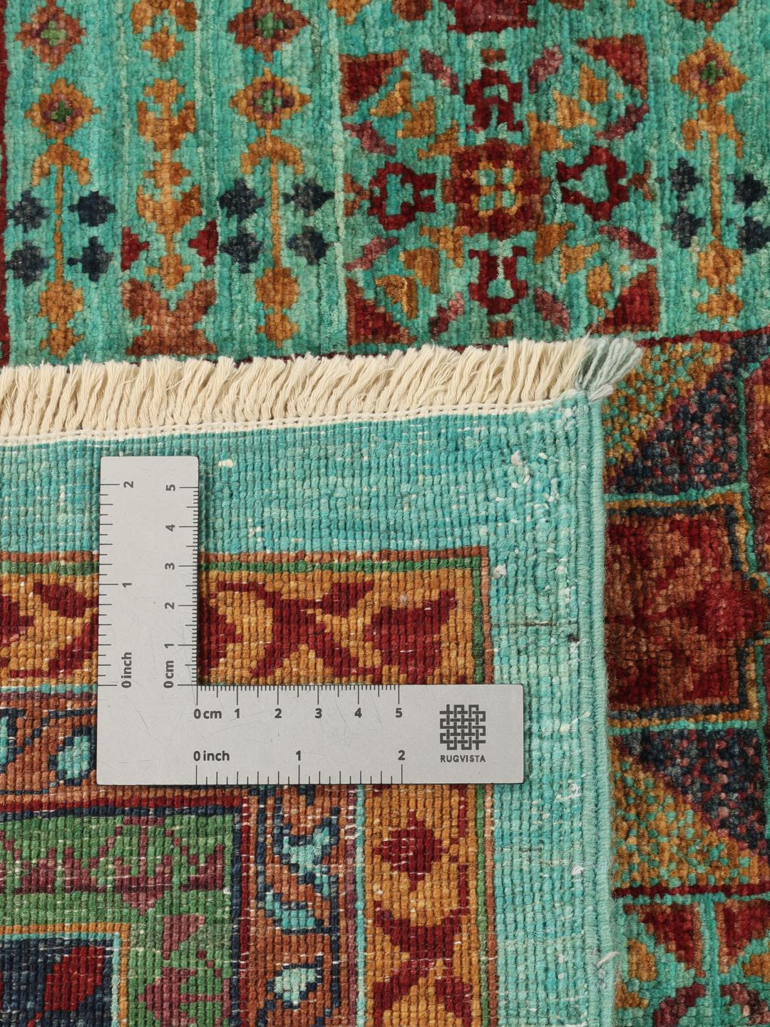 Mamluk-tæppe fra Afghanistan i multifarvet geometrisk design