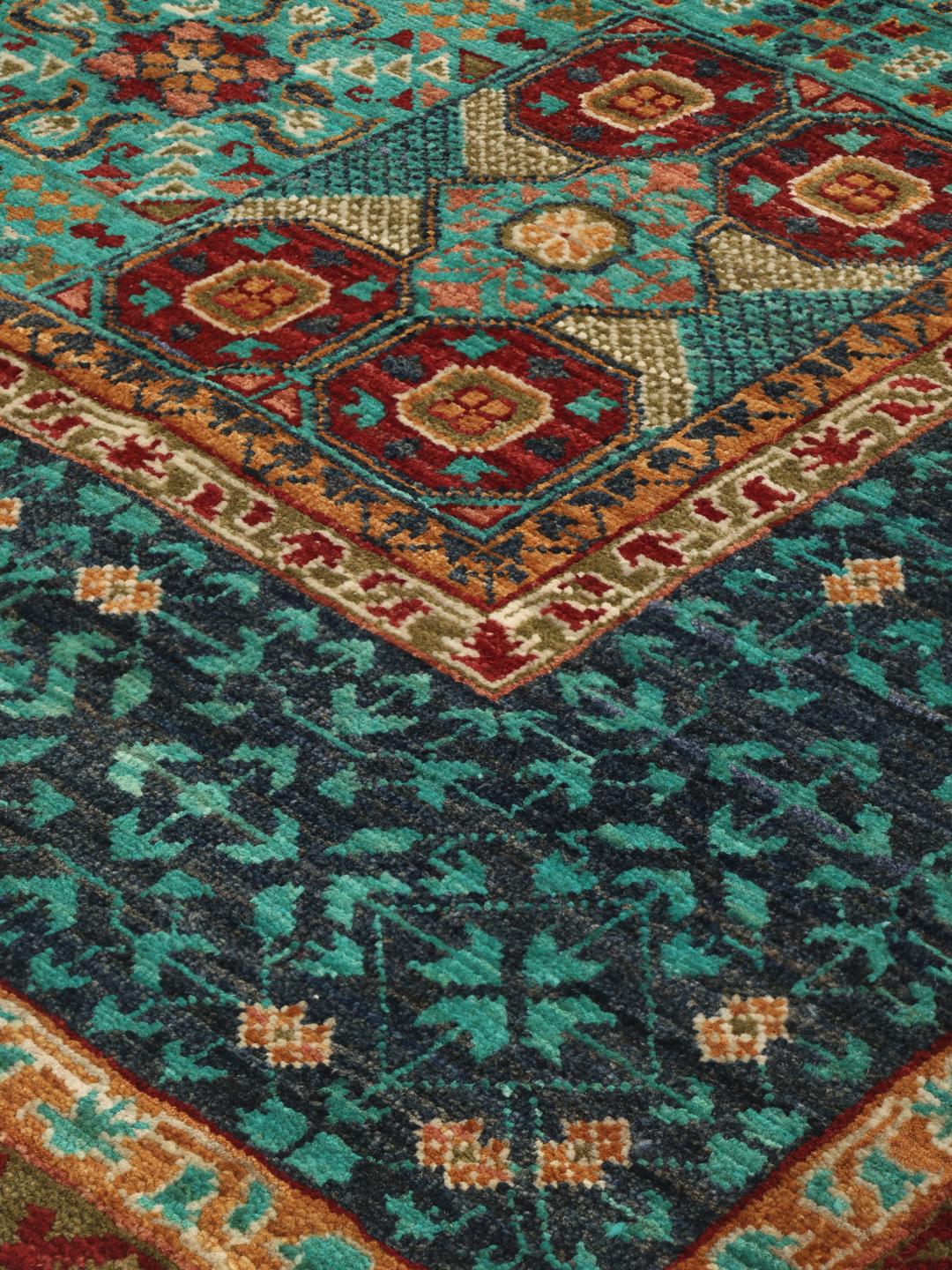 Handgeknoopt Mamluk-tapijt uit Afghanistan in veelkleurige tinten