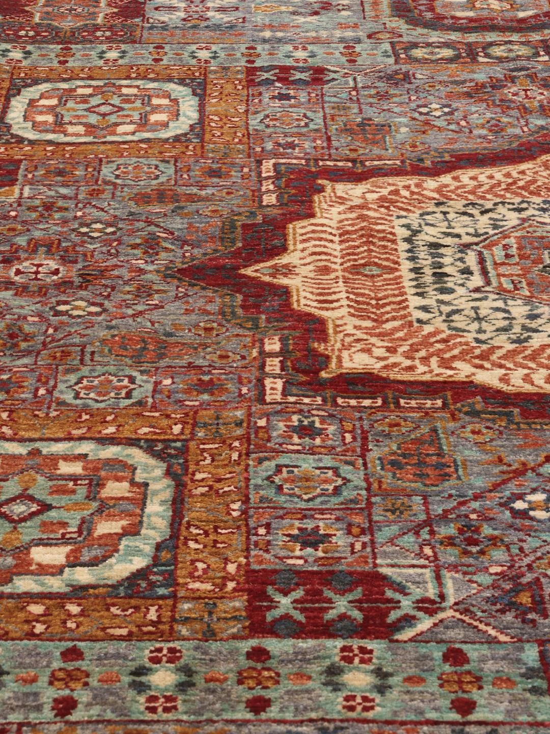 Handgeknoopt Mamluk-tapijt uit Afghanistan in multicolor tinten