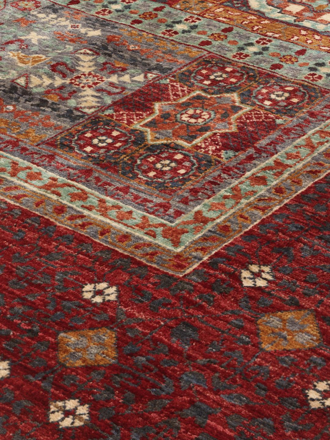 Handgeknoopt Mamluk-tapijt uit Afghanistan in multicolor tinten