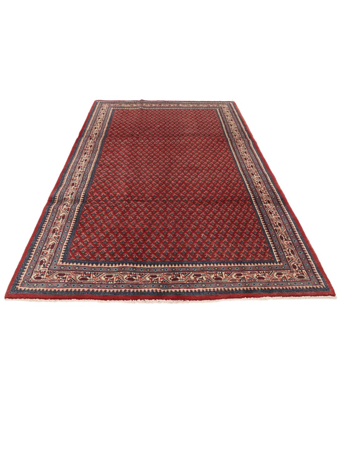 Hand-knotted Sarough Mir rug with an intricate red pattern from the Middle East