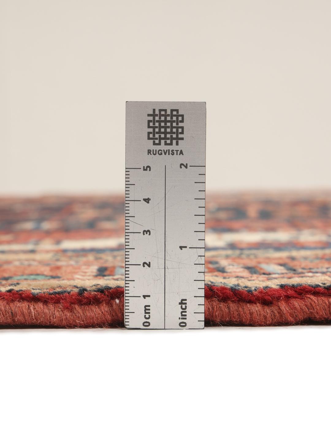 Handgeknoopt Nahavand-tapijt uit het Midden-Oosten in donkerrood en blauw