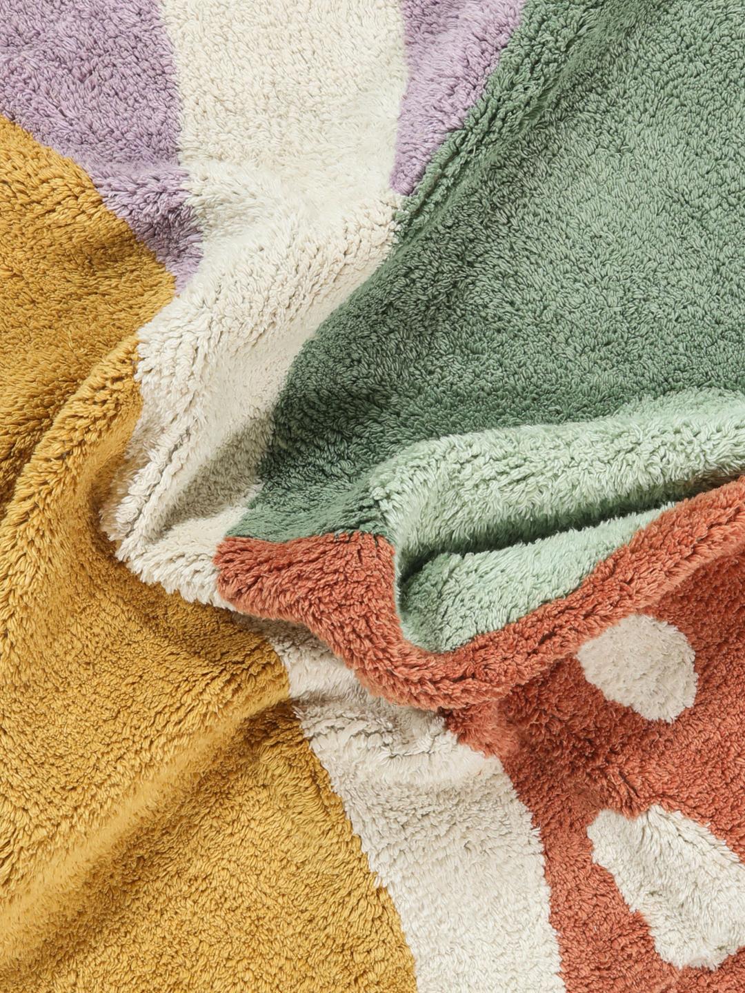 Tapis de bain rond multicolore aux formes organiques