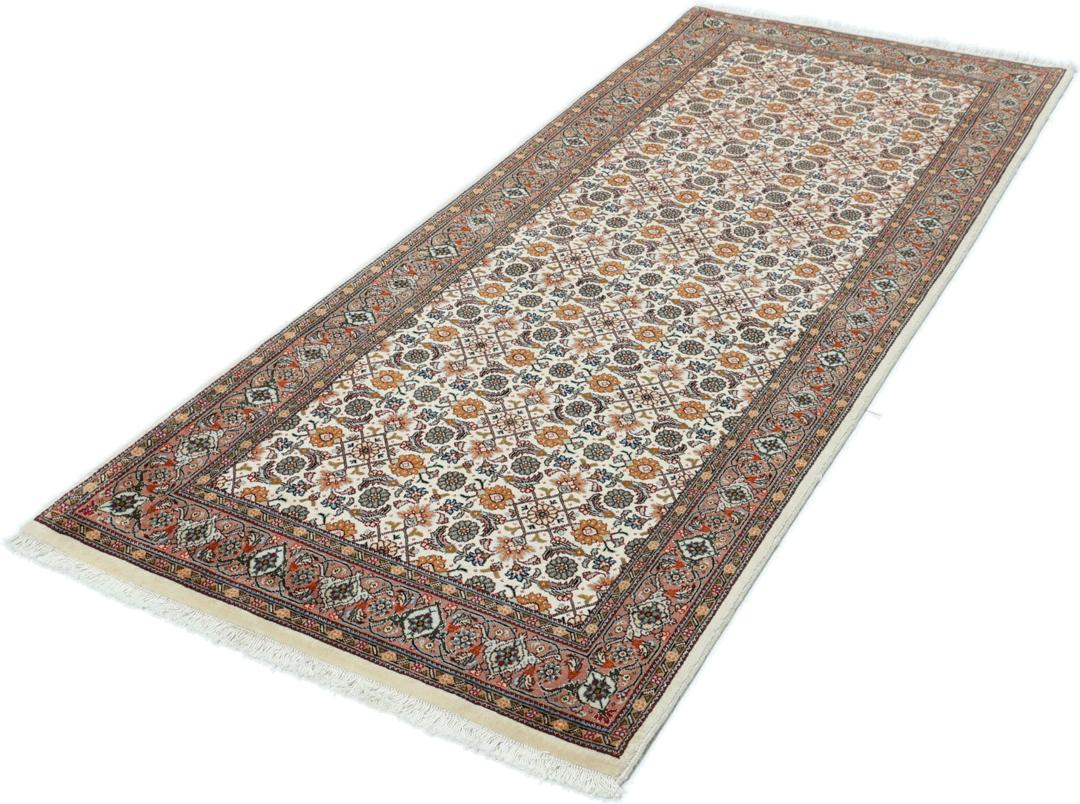 Håndknyttet Tabriz løber med indviklede blomstermønstre i beige og rød