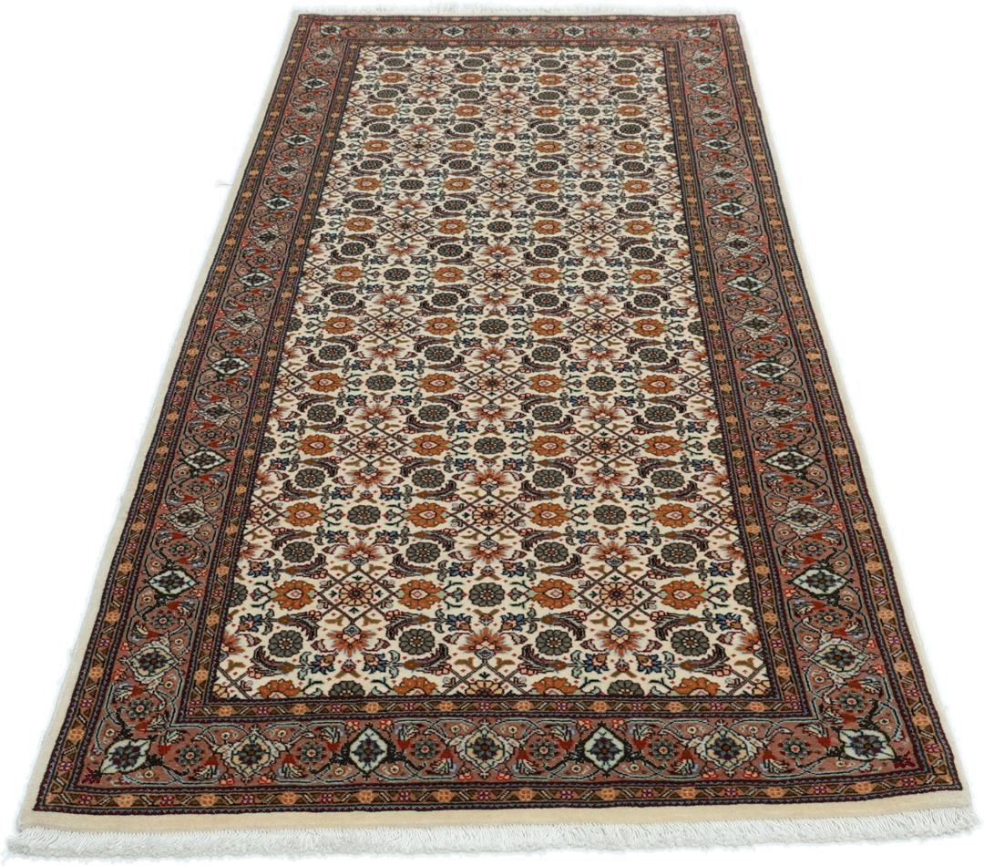 Håndknyttet Tabriz løber med indviklede blomstermønstre i beige og rød